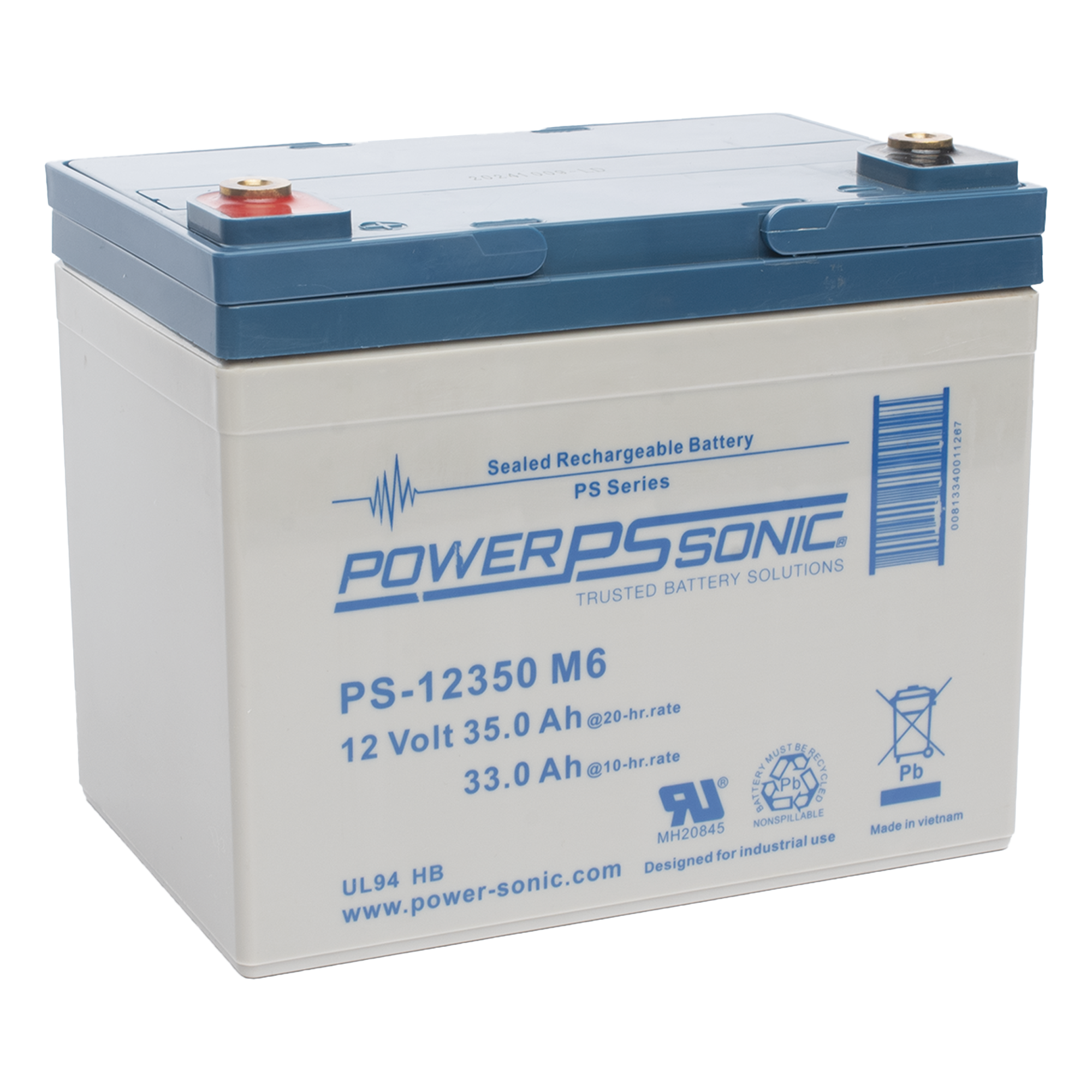 Batería 12V, 35AH, Para Respaldo, Tecnologías AGM/VRLA, 5 Años Vida Útil, Terminales M6, Reconocida UL
