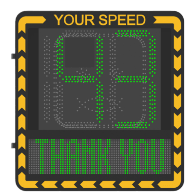 Pantalla LED de Señalización de Velocidad por Radar / Detección de Velocidad en Tiempo Real / Rango de Detección de 100 m / Hasta 32 Objetivos Detectados / Pantalla LED de Alta Visibilidad / Instalación en Carril o Later — HIKVISION · SKU YJP7681-188-RL/GLE
