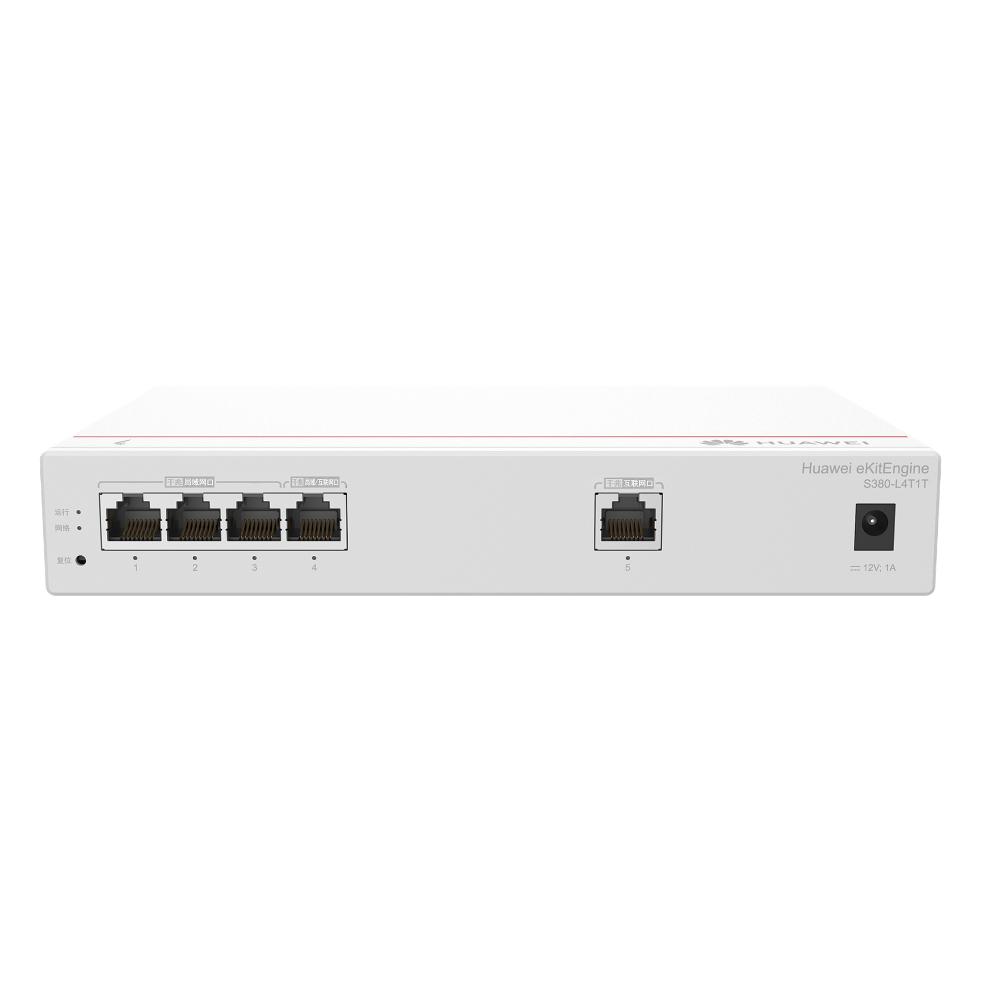 Router eKit / 1 Puerto WAN Gigabit / 1 Puerto LAN/WAN Gigabit / 3 Puertos  LAN Gigabit / Rendimiento de 1 Gbps / Controlador (32 APs) / Hasta 150 clientes / Libre de licenciamiento — HUAWEI · SKU S380-L4T1T