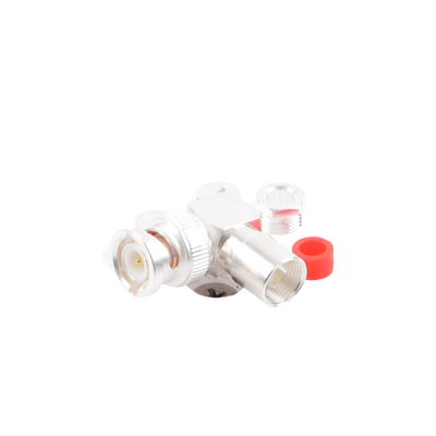 Conector BNC Macho en Ángulo Recto de Rosca para LP-195, LP-142, LMR-195, RG-58/U, RG-142/U, Plata/Oro/Teflón.