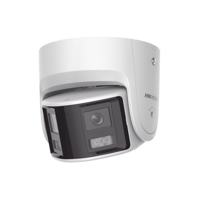 [FlexVu] [PROTECCIÓN ACTIVA] Turret IP Panorámica 4 Megapíxel / 2 Lentes 2.8 mm (180°) / Imagen a Color 24/7 (ColorVu) / PoE / WDR 130° / IP67 / ACUSENSE / Luz Estroboscópica y Alarma Audible / 30 mts Luz Blanca / Mic — HIKVISION · SKU DS-2CD2347G2P-LSU/SL(C)