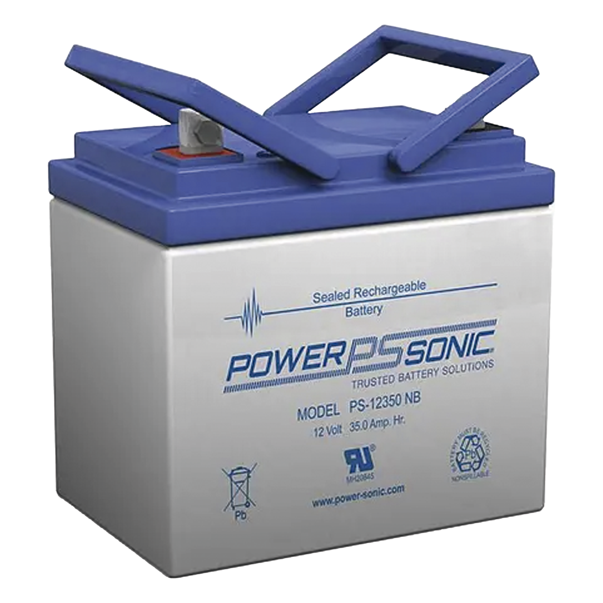 Batería 12V, 35AH, Para Respaldo, Tecnologías AGM/VRLA, 5 Años Vida Útil, Terminales NB, Reconocida UL — POWER SONIC · SKU PS-12350-NB