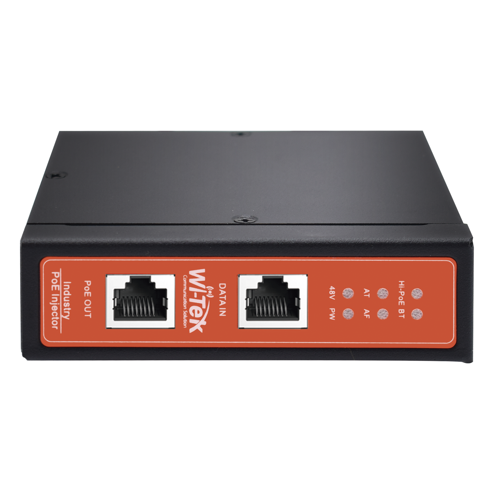 Inyector PoE Industrial / DC entrada 12-57V / PoE salida de Hasta 90W / Carcasa de Metal / Riel DIN / Aplicaciones CCTV — WI-TEK · SKU WIPOE58BTIDC
