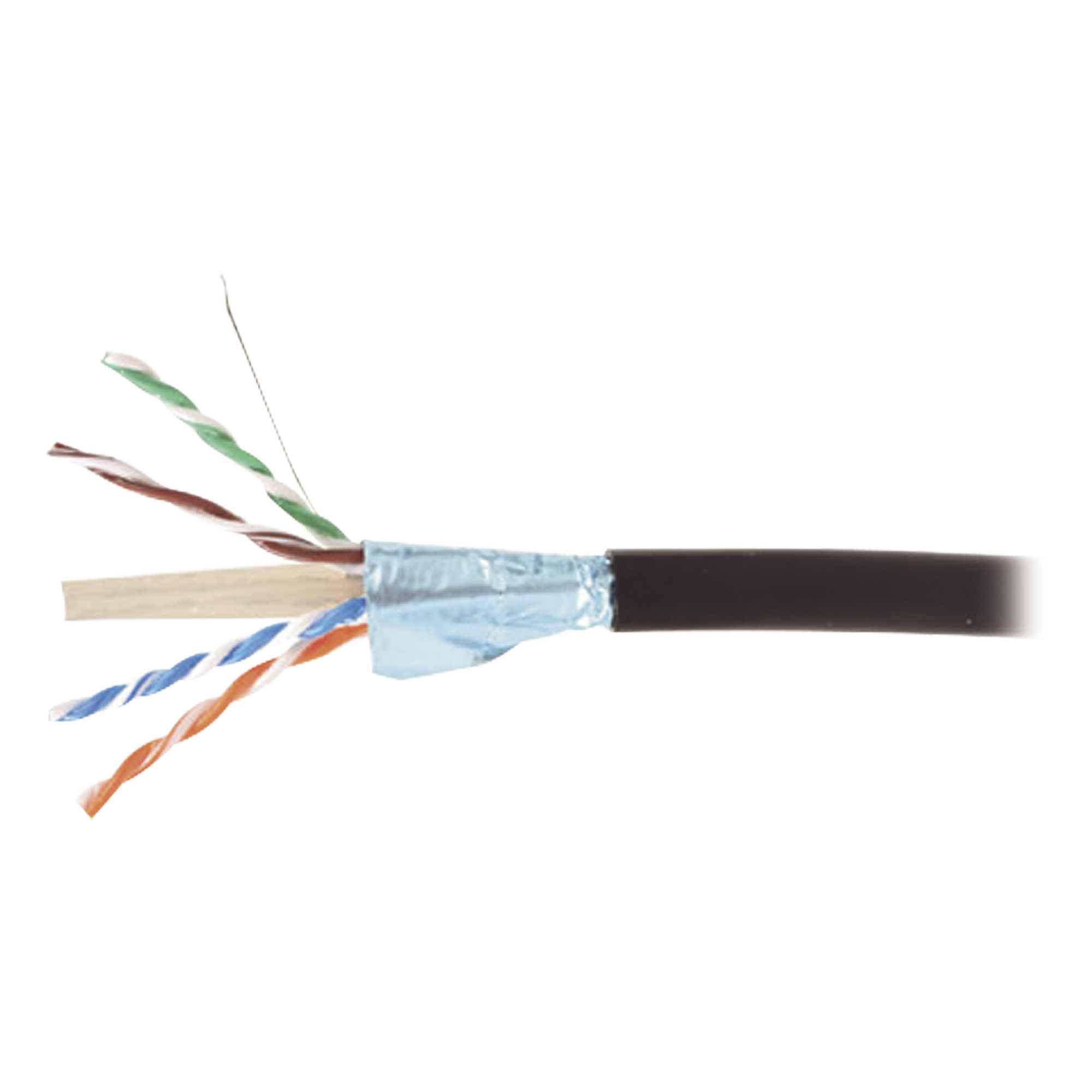 Bobina de Cable Blindado F/UTP de 4 Pares, Para Exterior con Gel, Cat6A (23 AWG), Industrial para Climas Extremos, Enterrado Directo, Color Negro, 305 Metros (1000 Pies) — SIEMON · SKU 9A6O4-A5-01AR1A