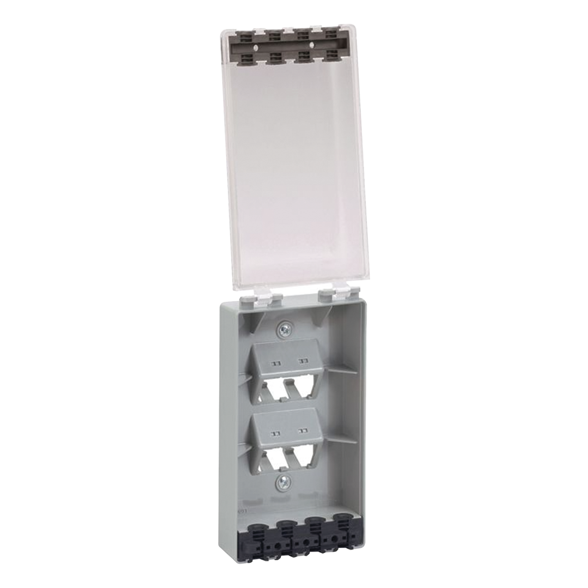 Placa de Pared Vertical, Resistente al Agua con Protección IP56, Acepta 4 Módulos Mini-Com, Color Claro — PANDUIT · SKU CFPWR4CL