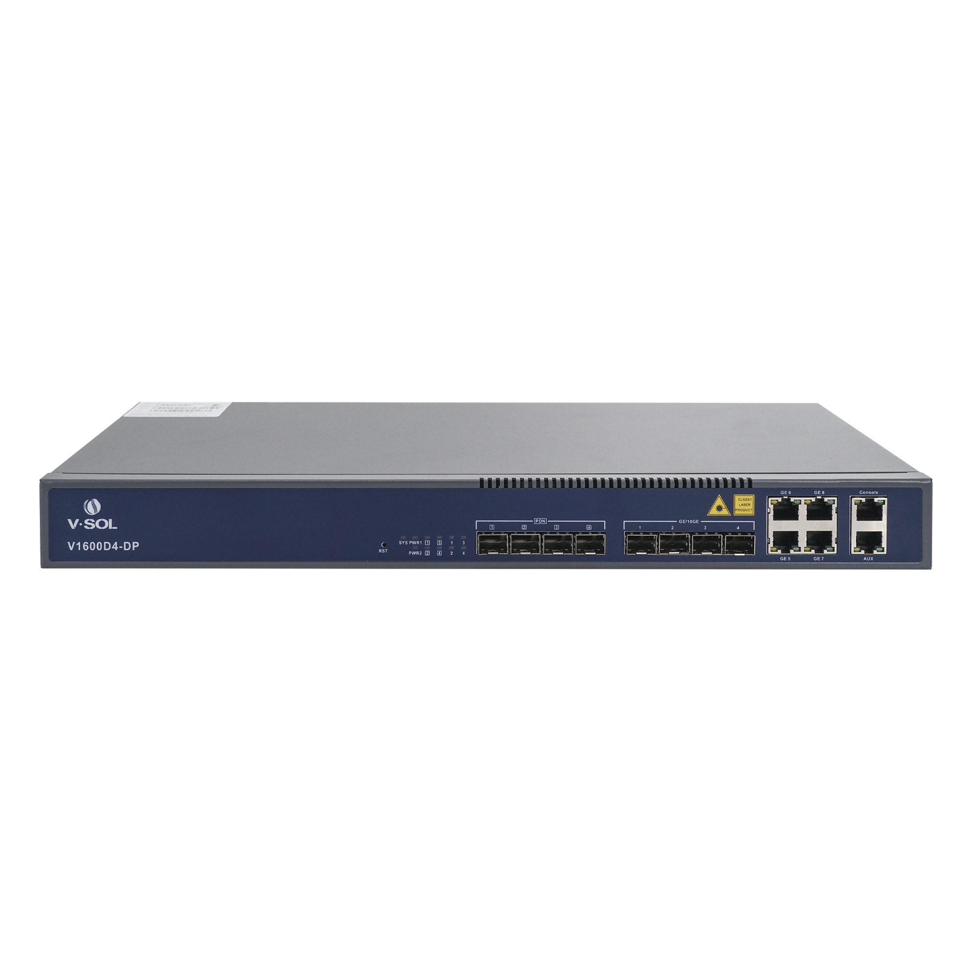 OLT de 4 puertos EPON con 8 puertos Uplink (4 puertos Gigabit Ethernet + 4 puertos Gigabit Ethernet SFP) , hasta 256 ONUS, — V-SOL · SKU V1600D4-DP