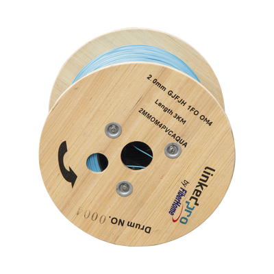 Fibra Óptica Multimodo OM4, 2 mm, Simplex, Tight Buffer, 900 micras, Color Aqua, Precio Por Metro, (Hasta 2000 Metros en un Solo Tramo de Cable)