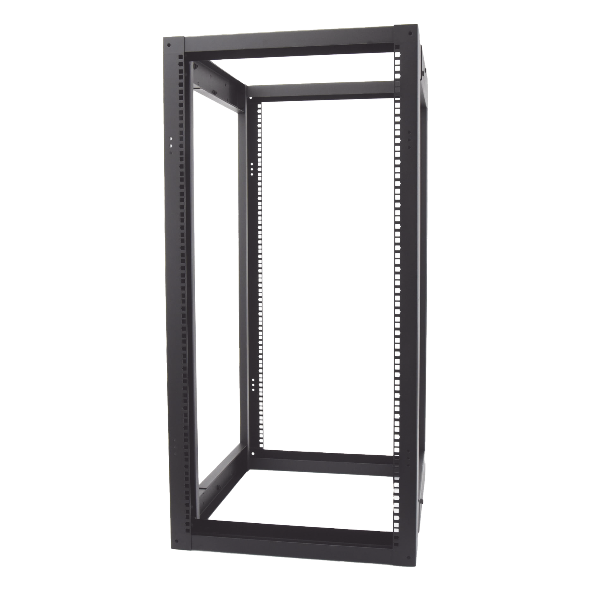 Rack Estándar 19" de 4 Postes, Acero, 24 Unidades, Profundidad Ajustable.