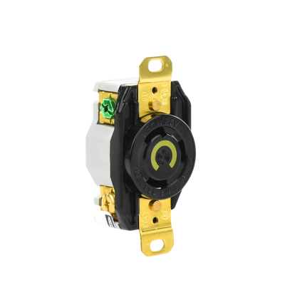 Receptáculo de Media Vuelta Industrial 30 A 125 V CA 2 Polos 3 Hilos (Nema L5-30R) Color Negro