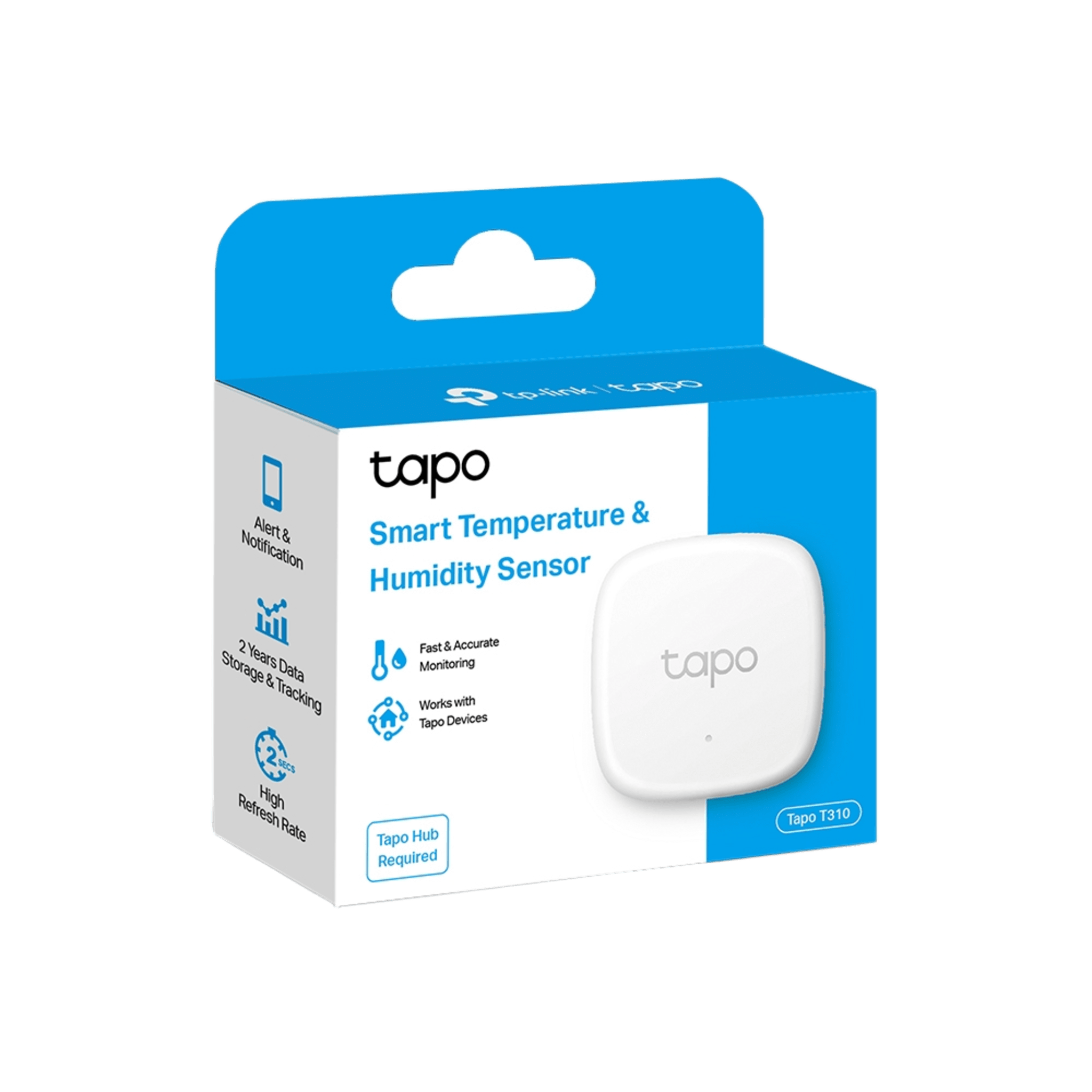 Sensor Inteligente de Temperatura y Humedad / Chip Sensor Suizo / Precisión ±0.3°C / ±3%RH / Actualización 2s / Batería 1+ Año / Compatibilidad Tapo Hub / Alexa / Automatización Hogar