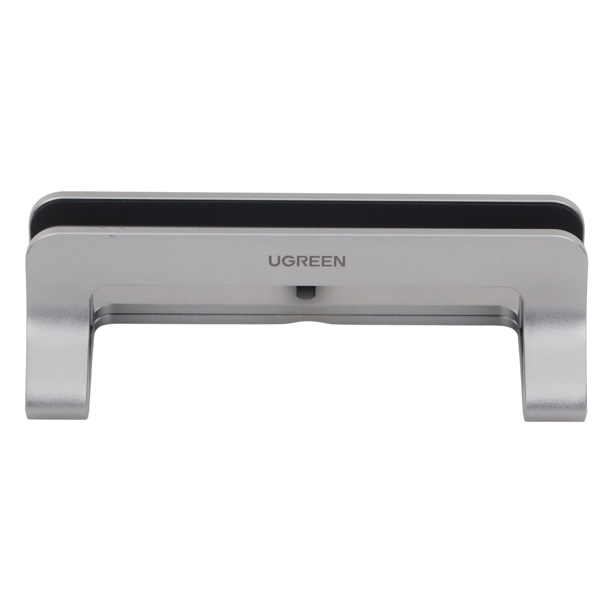 Soporte Vertical para Laptop / Adecuado para escritorio / Anchura Ajustable (12-26mm) / Amplia compatibilidad / Anti-Arañazos / Anti-Deslizante /Ajustable Mediante Tornillos / Color Plata / Aluminio + Silicona