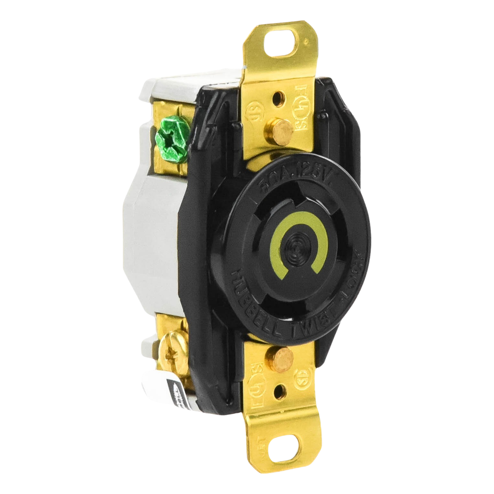 Receptáculo de Media Vuelta Industrial 30 A 125 V CA 2 Polos 3 Hilos (Nema L5-30R) Color Negro
