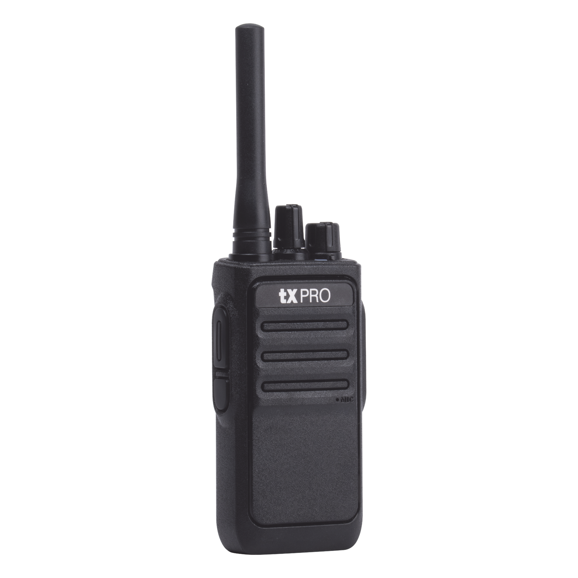 Radio Portátil Analógico UHF / 400-470 MHz / 2W / 16 Canales / VOX Manos Libres / Batería 6-8 hrs / 161 g (5.68 oz) — TXPRO · SKU TX-320