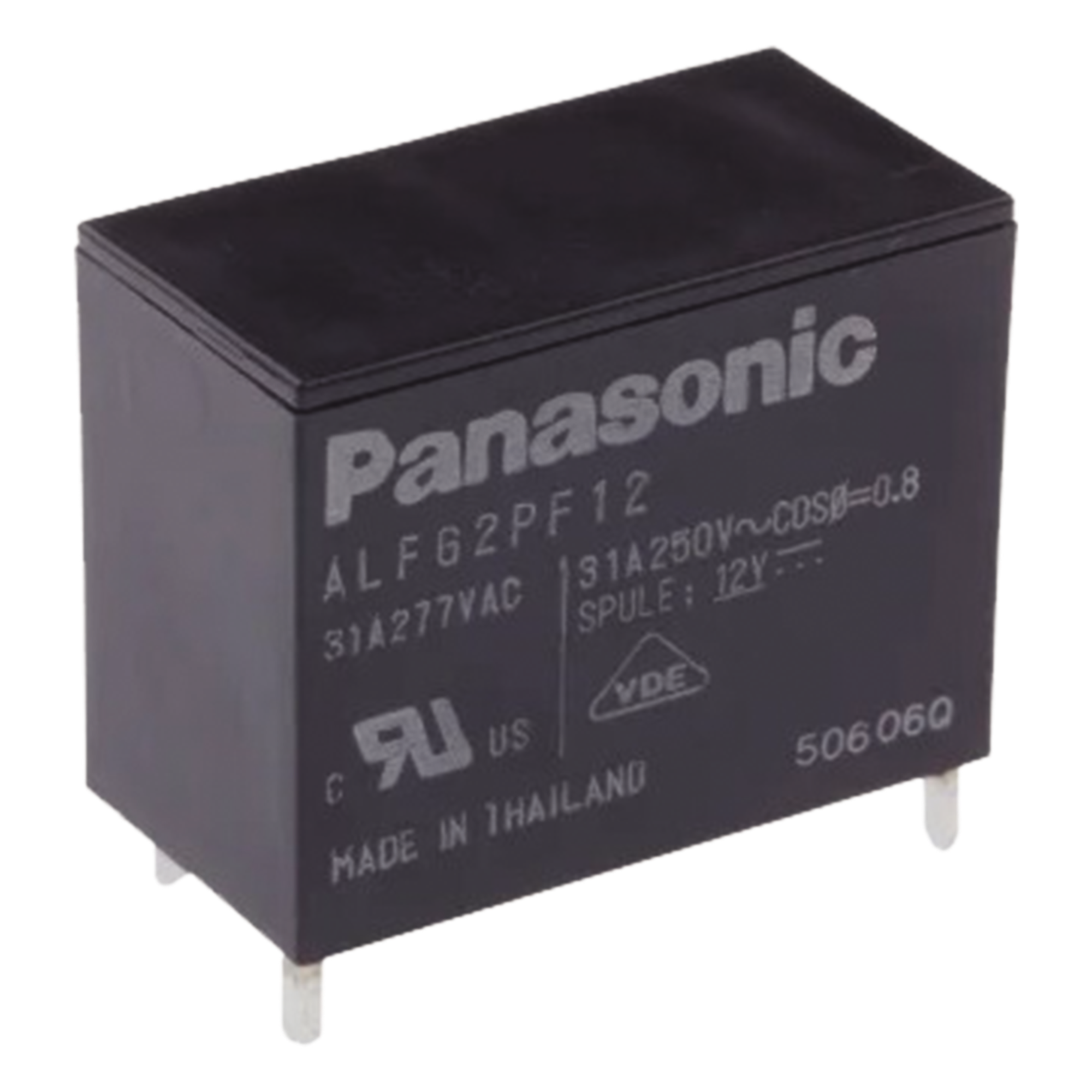 Relevador de 4 pines para tarjetas impresas Through-Hole de 12 Vcc, 31 Amp.