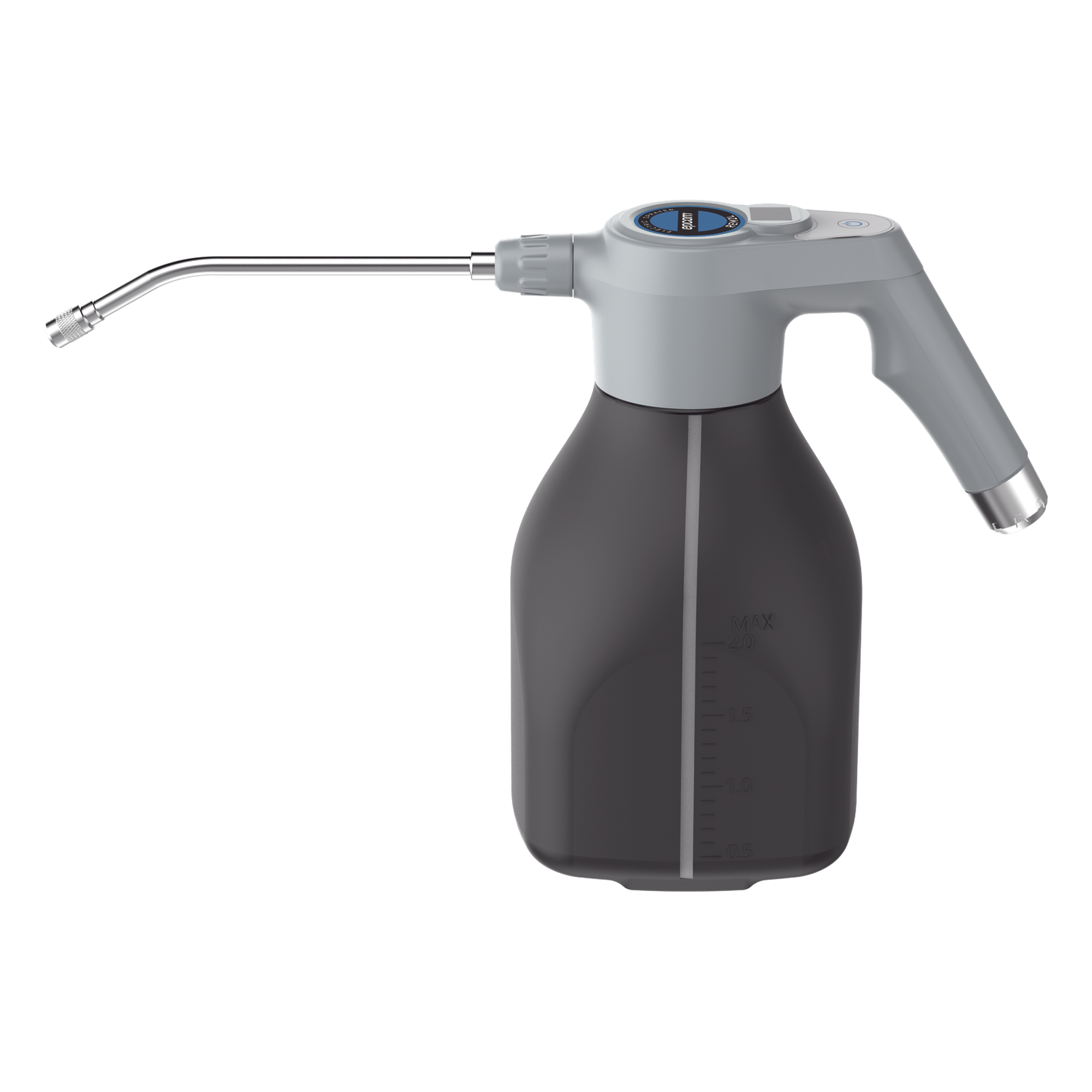 Pulverizador Eléctrico de Mano / 2 Litros Capacidad / Rociado 3 m (9.8 ft) / Motor Micro Alta Velocidad / USB Tipo-C / LCD Indicador Batería / Resistente Químicos — EPCOM · SKU REM-2L