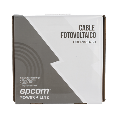 Cable Fotovoltaico Negro / 16 mm² ( 6 AWG) / Material COBRE / 2000V / Rollo de 50 m