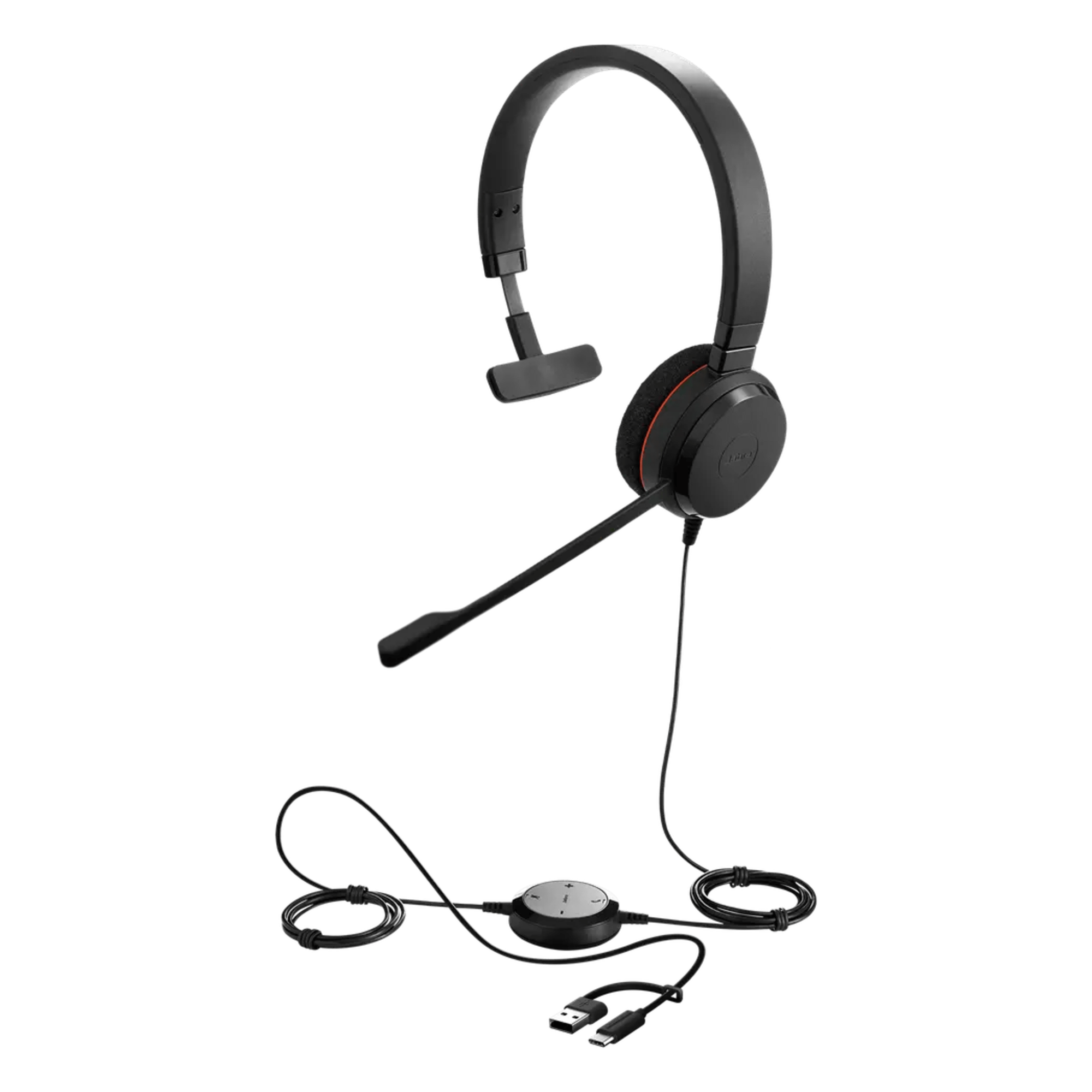 Jabra Evolve 20 Mono con Conexión USB C/A, Micrófono con Cancelación de Ruido de Ultima Generación, Configuración Plug and Play (4993-829-269)