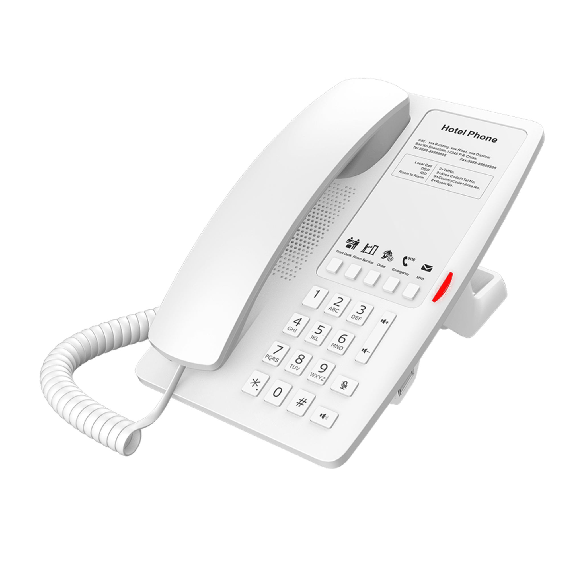 Teléfono IP Hotelero Wi-Fi 6 / 2 Líneas SIP / Doble Banda 2.4/5 GHz / 5 Teclas Programables / Puerto USB-A / PoE 802.3af / Audio HD