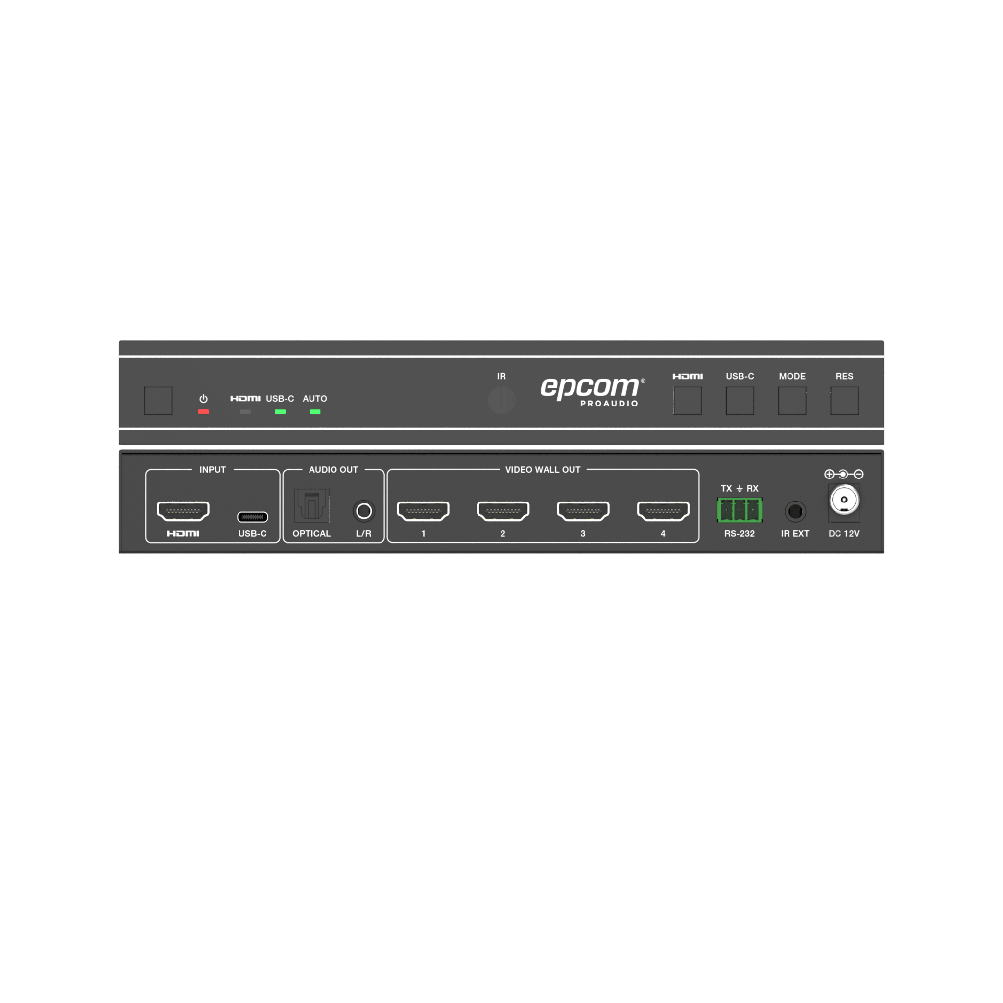 Videowall 4K 1x4 | HDMI & USB-C | 8 Modos de Visualización | Audio Óptico/Analógico | Control RS-232/IR | Plug & Play