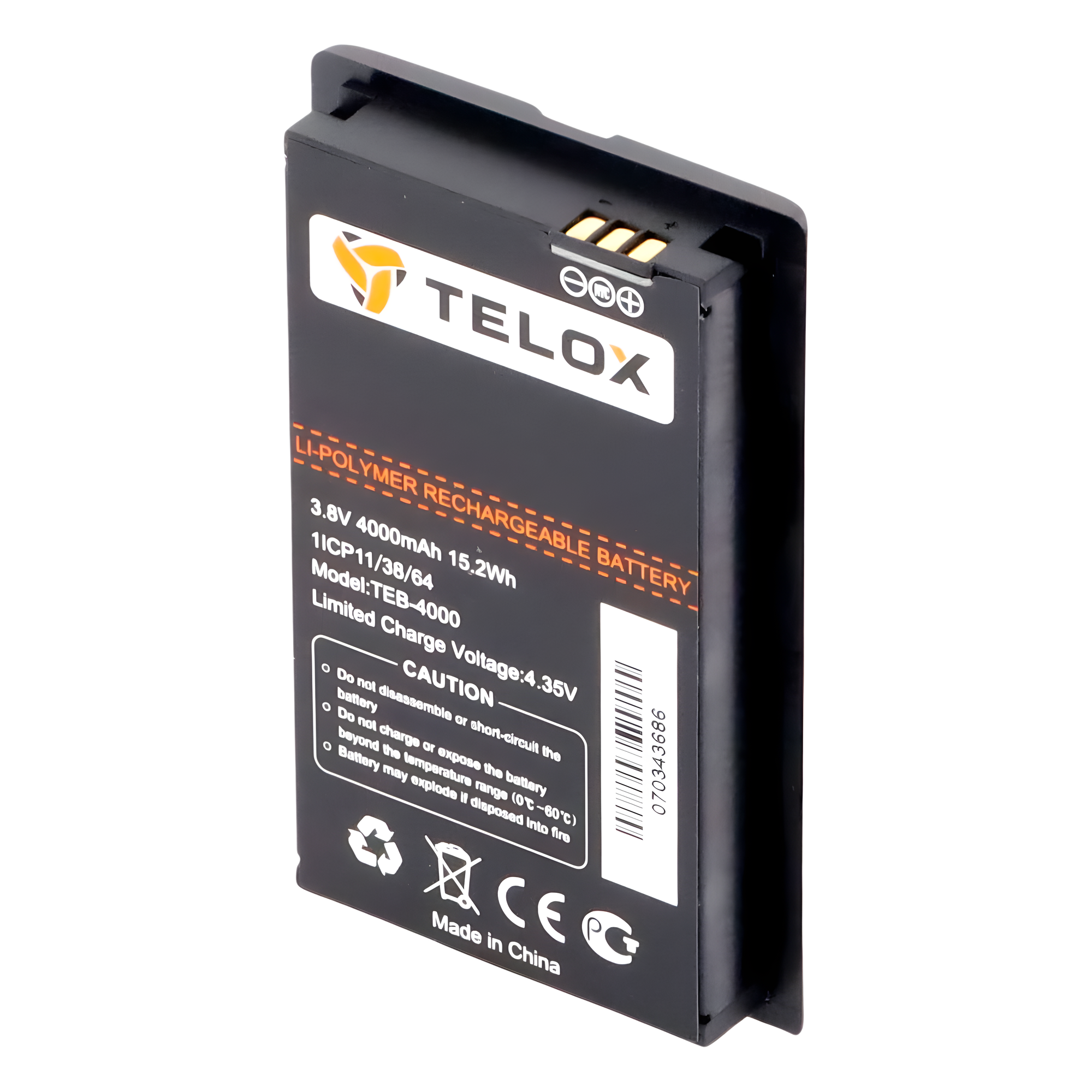 Batería de Li-Ion 4000mA Para Radios TE320 TELOX · SKU TEB-4000