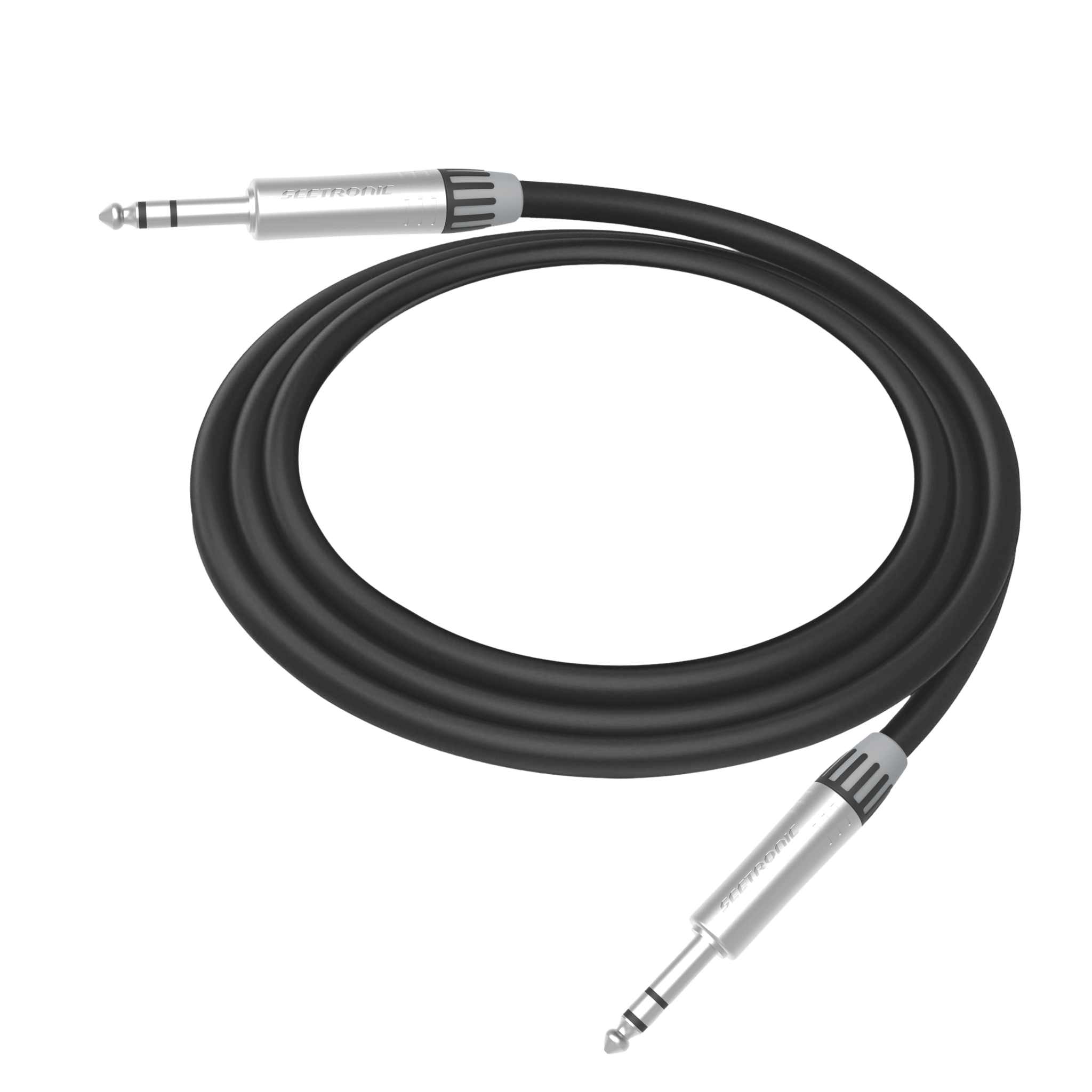 Cable de Audio | Plug 1/4 in a Plug 1/4 in Stereo | Carcasa Cromada | Conectores Seetronic | Longitud 3m
