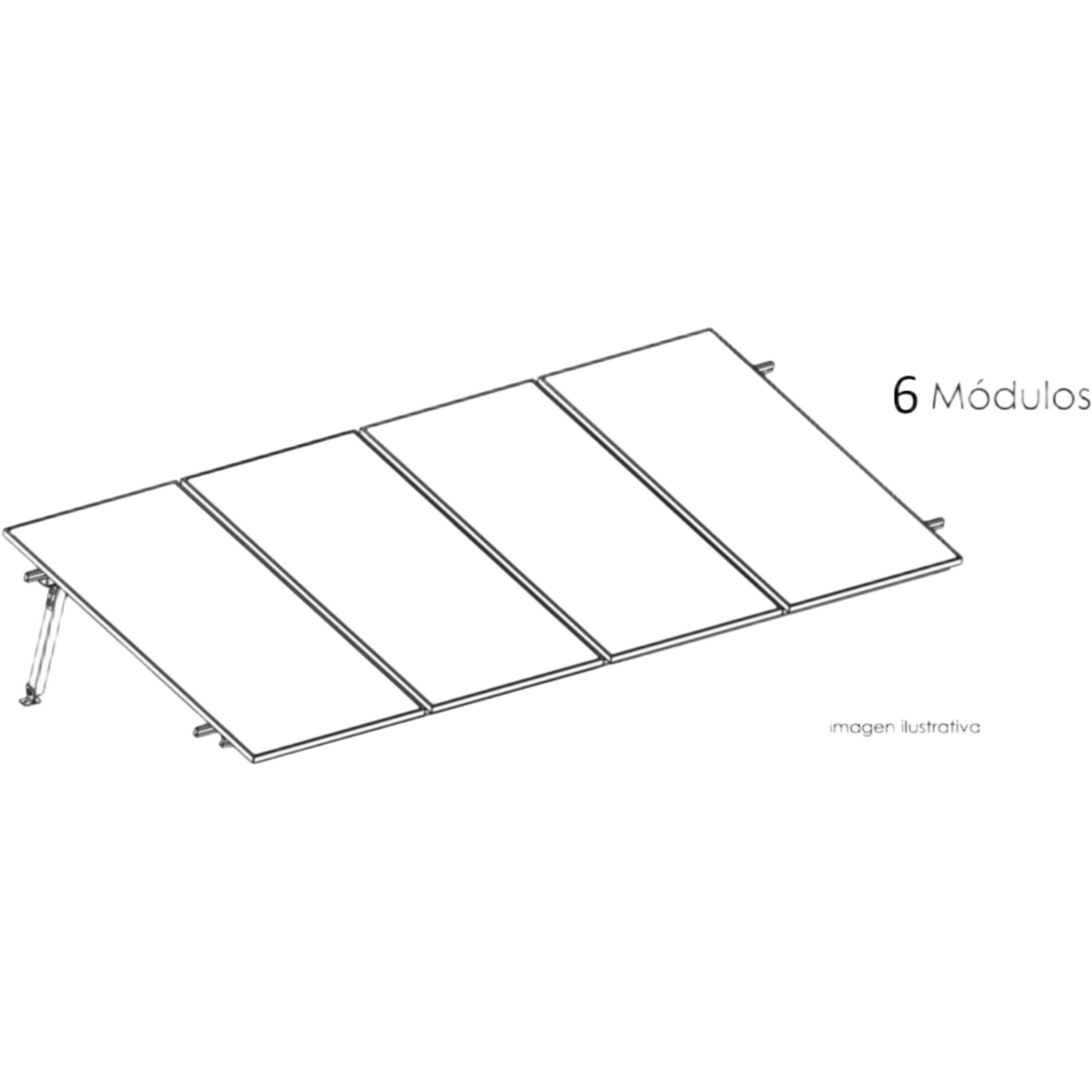 Estructura de Montaje Fotovoltaico / Losa Plana / Configuración 1x3 / Viento 170 km/h / Inclinación 10° / Rieles E-O 3.55 m (11.65 ft) / Rieles N-S 2.14 m (7.02 ft) / Altura 0.52 m (1.71 ft) / Área 10 m² / Módulos 645 — BASEL · SKU KITBASEL1X6