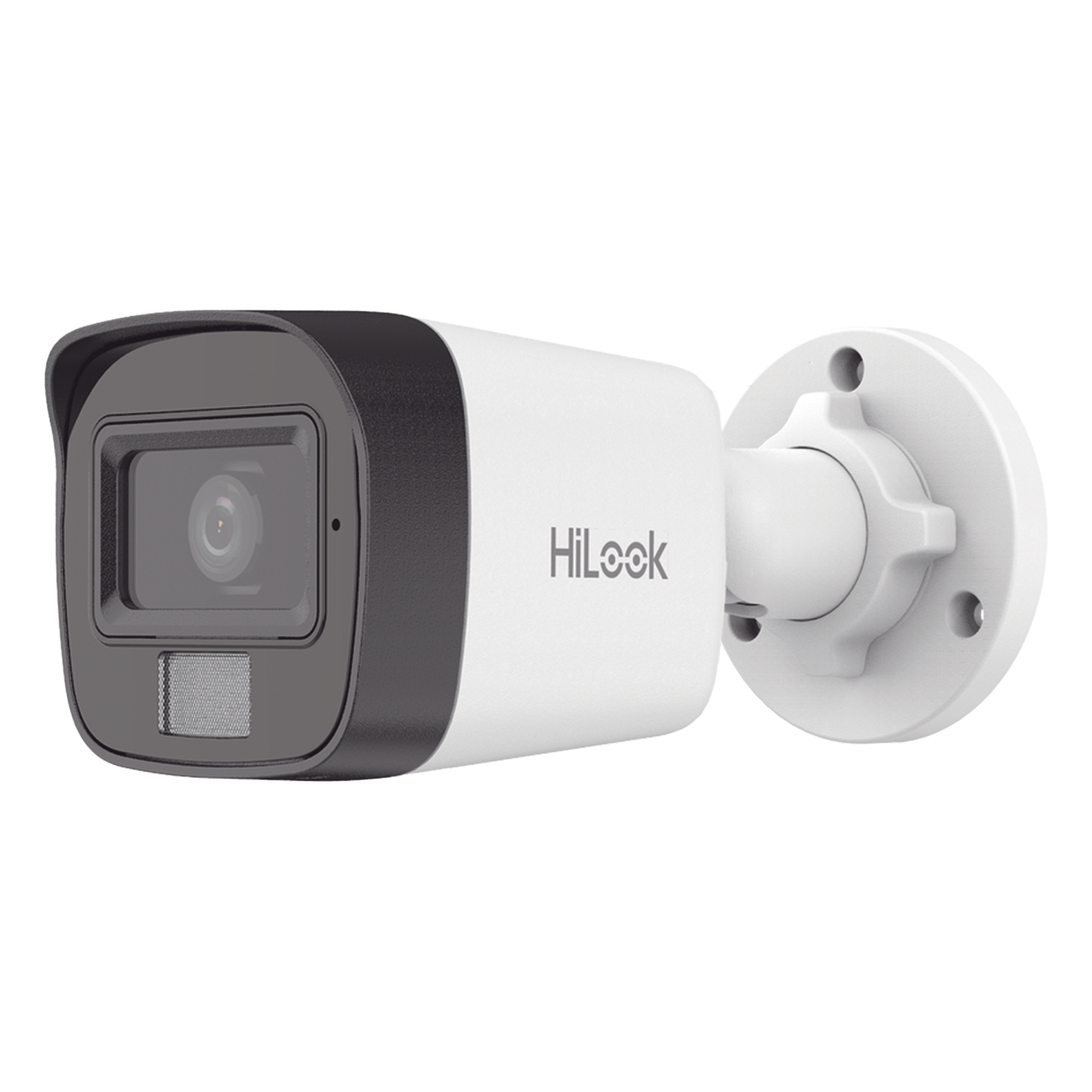 [Dual Light] Bala IP 4 Megapixel / Lente 2.8 mm / Ángulo de visión 104° / 20 mts IR + 15 mts Luz Blanca / Micrófono Integrado / ACUSENSE Lite / Exterior IP67 / H.265+ / PoE / ONVIF / dWDR — HiLook by HIKVISION · SKU IPC-B140HA-LUC