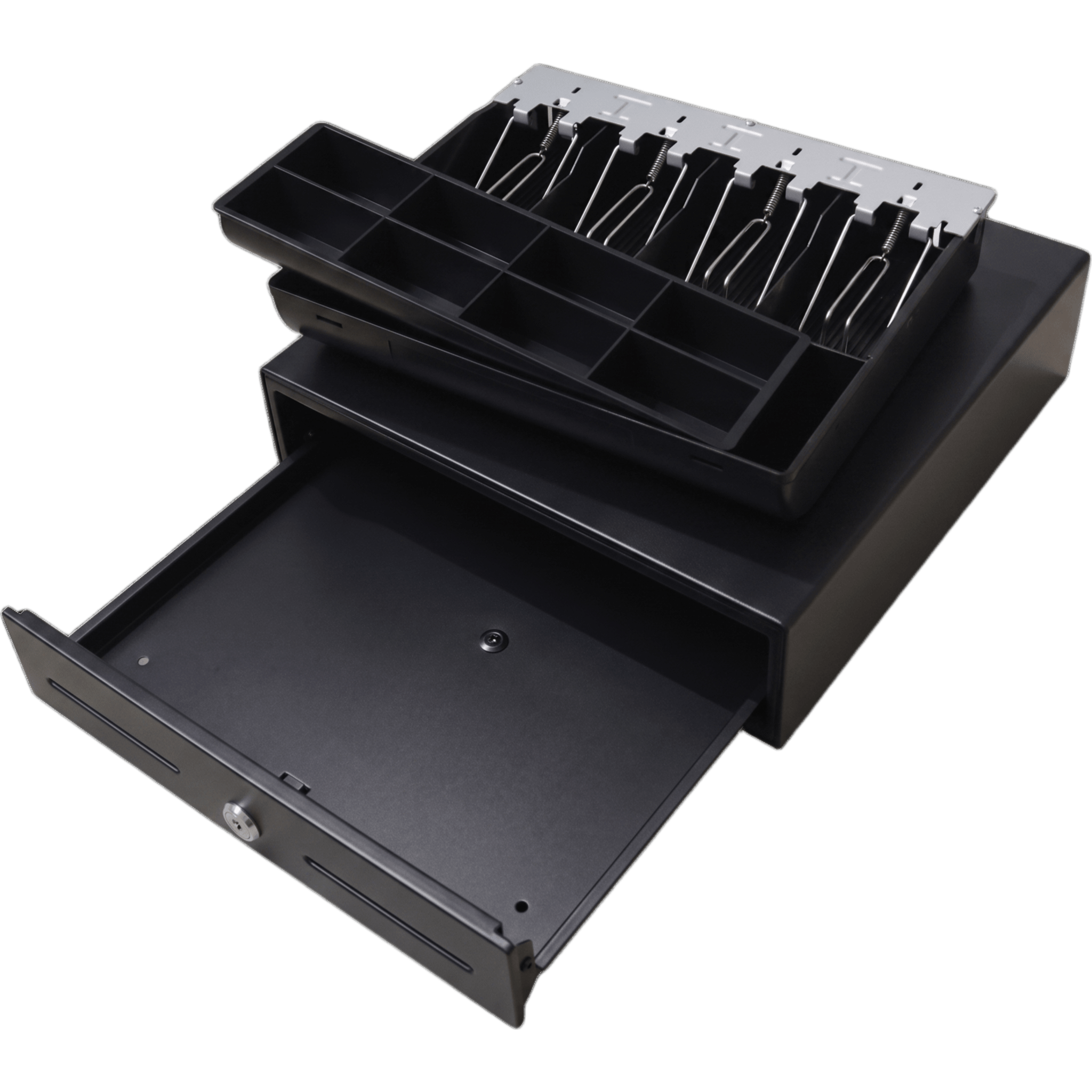 Cajón de Efectivo / Compacto 330 mm / 4 Billetes + 8 Monedas / Apertura RJ11 / Cerradura con Llave / Punto de Venta
