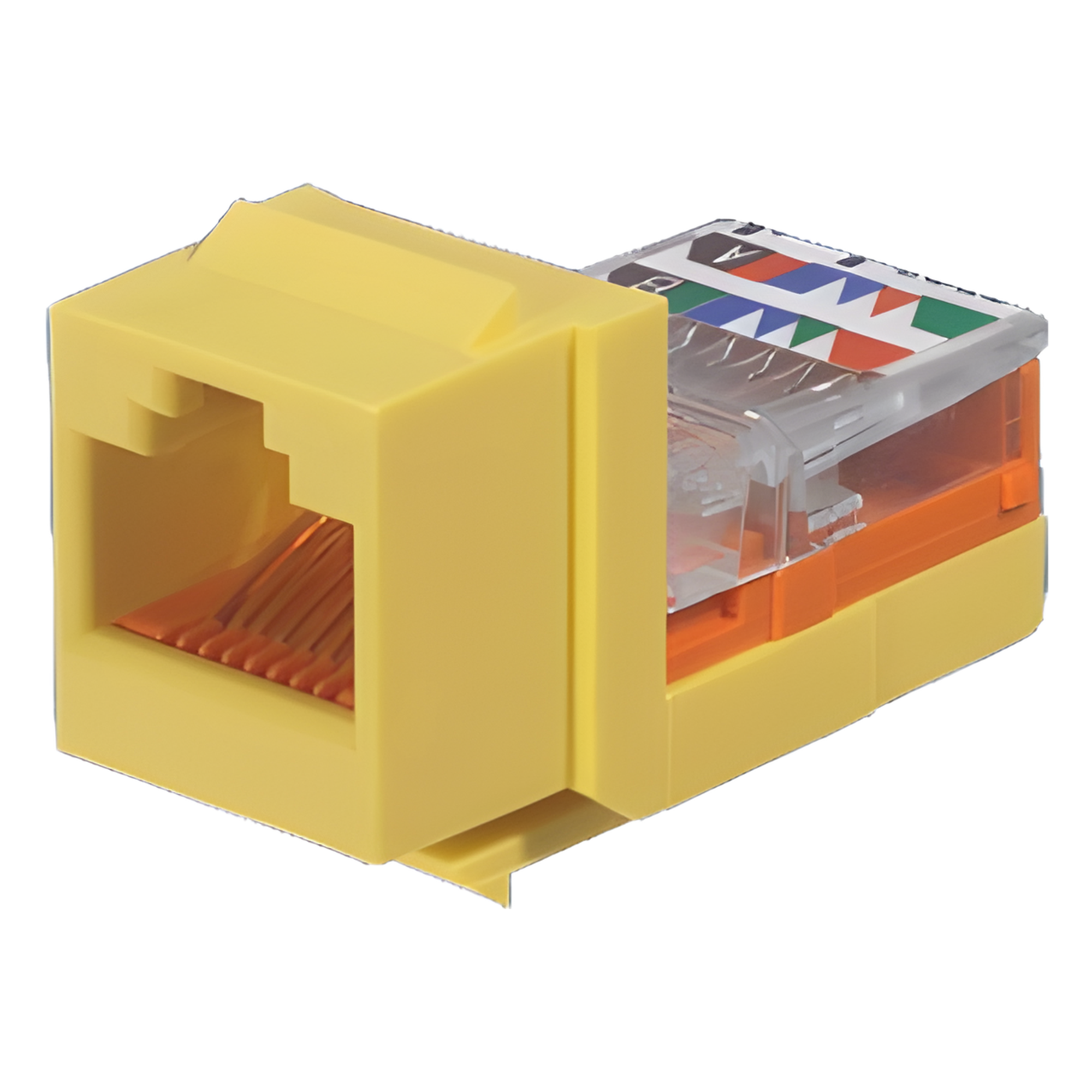 Conector Jack Estilo Leadframe, Tipo Keystone, Categoría 5e, de 8 Posiciones y 8 Cables, Color Amarillo — PANDUIT · SKU NK5E88MYLY