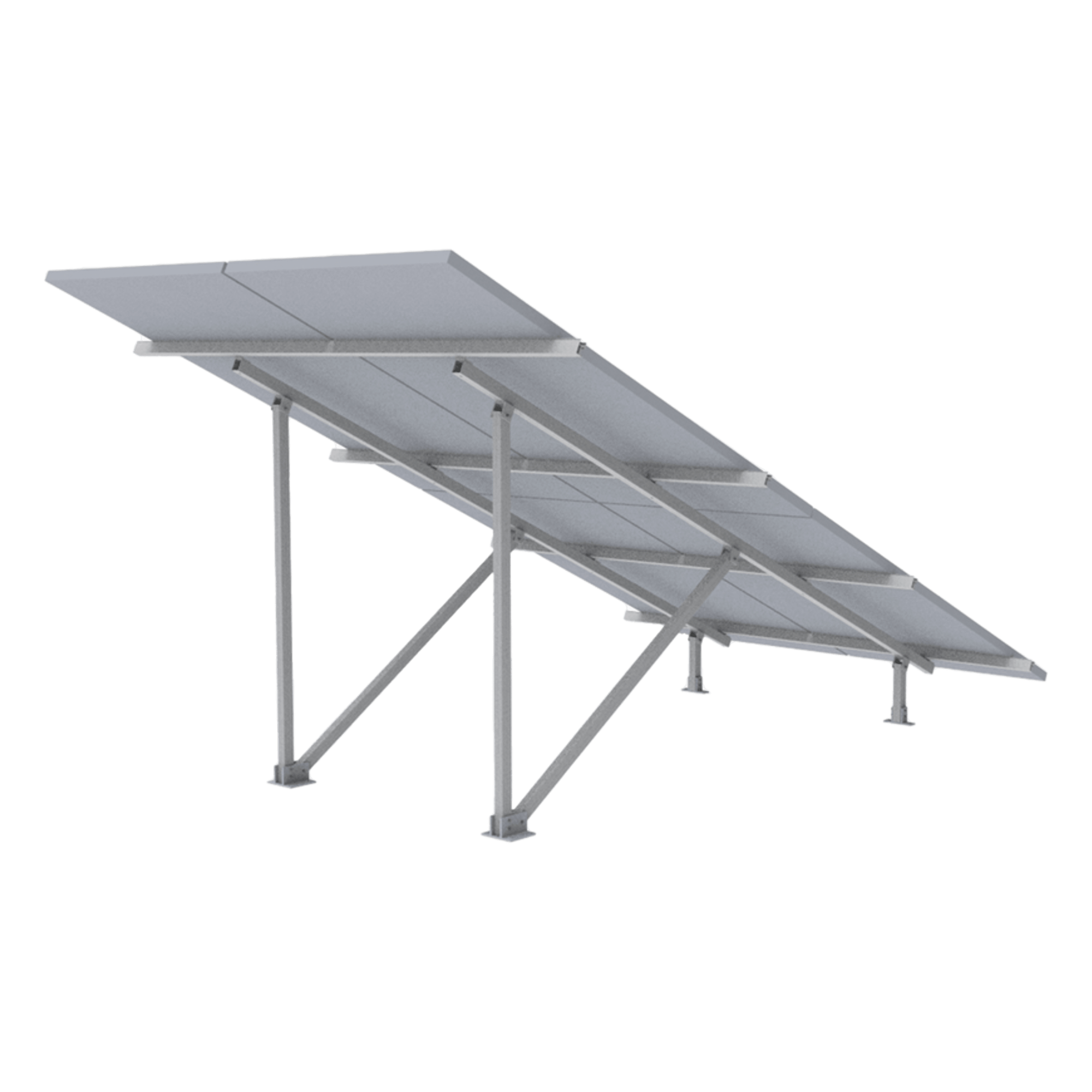 Montaje para Panel Solar / Arreglo 2x2 / Riel 5 de 2700 mm / Módulos 30-35 mm / Viento 151 km/h (93.8 mph) / Inclinación 25° — EPCOM POWERLINE · SKU VEKTOR5R2X2