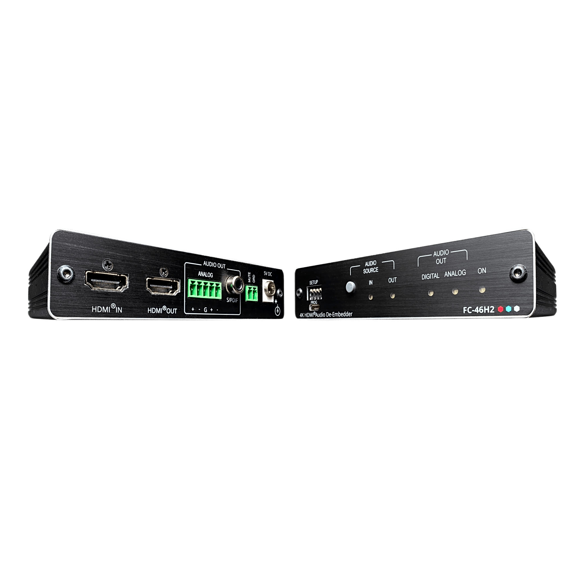 Desembebedor de Audio HDMI Profesional | 4K/60 UHD (4:4:4) | 18 Gbps | HDR | HDCP 2.2 | Salidas S/PDIF y Audio Balanceado | ARC | Gestión EDID Inteligente | Kramer re-Klocking | DigiTOOLS Compacto — KRAMER · SKU FC-46H2