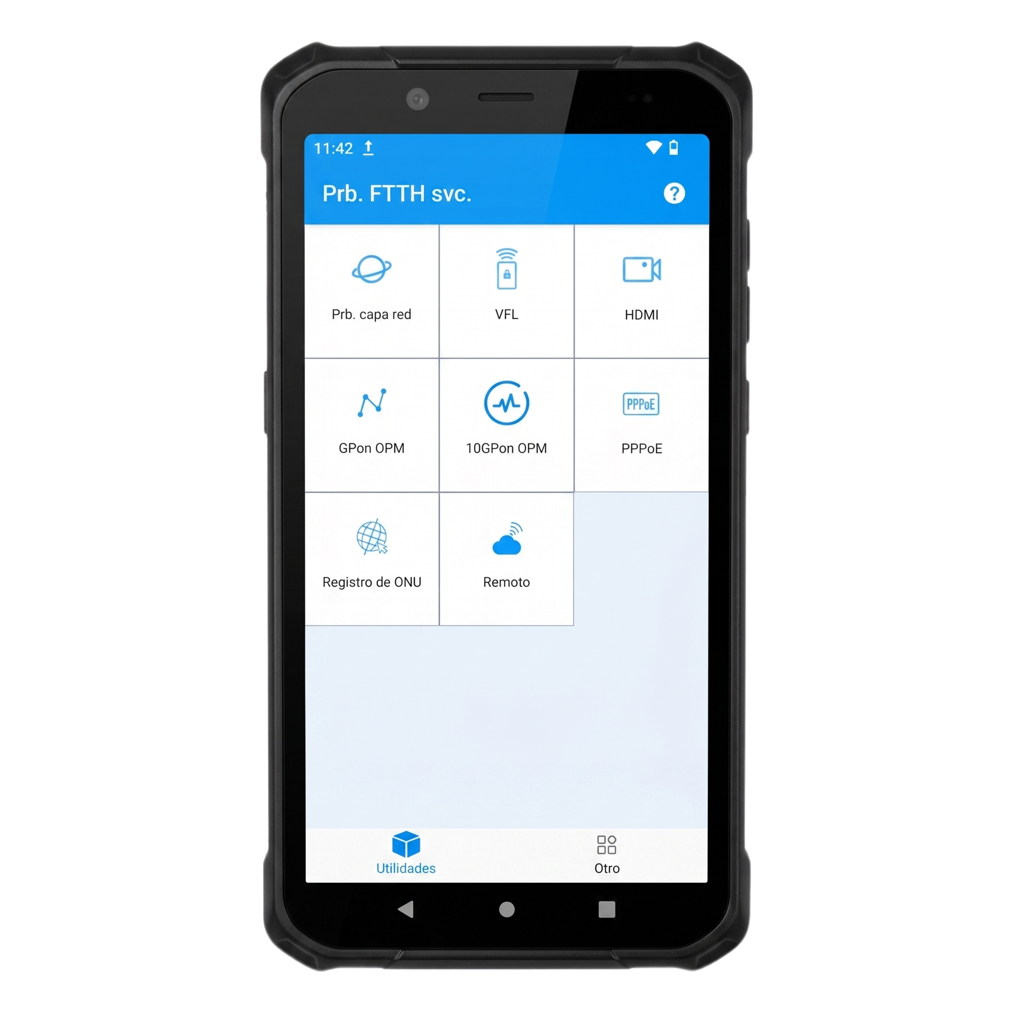 PDA Profesional Todo-en-Uno para Redes de Fibra Óptica / 2 Puertos 2.5GB / Función VFL 10mW / Función OPM / WiFi 6 / Puerto HDMI / Protección IP65 — LINKEDPRO BY EPCOM · SKU LP-FO-PDA