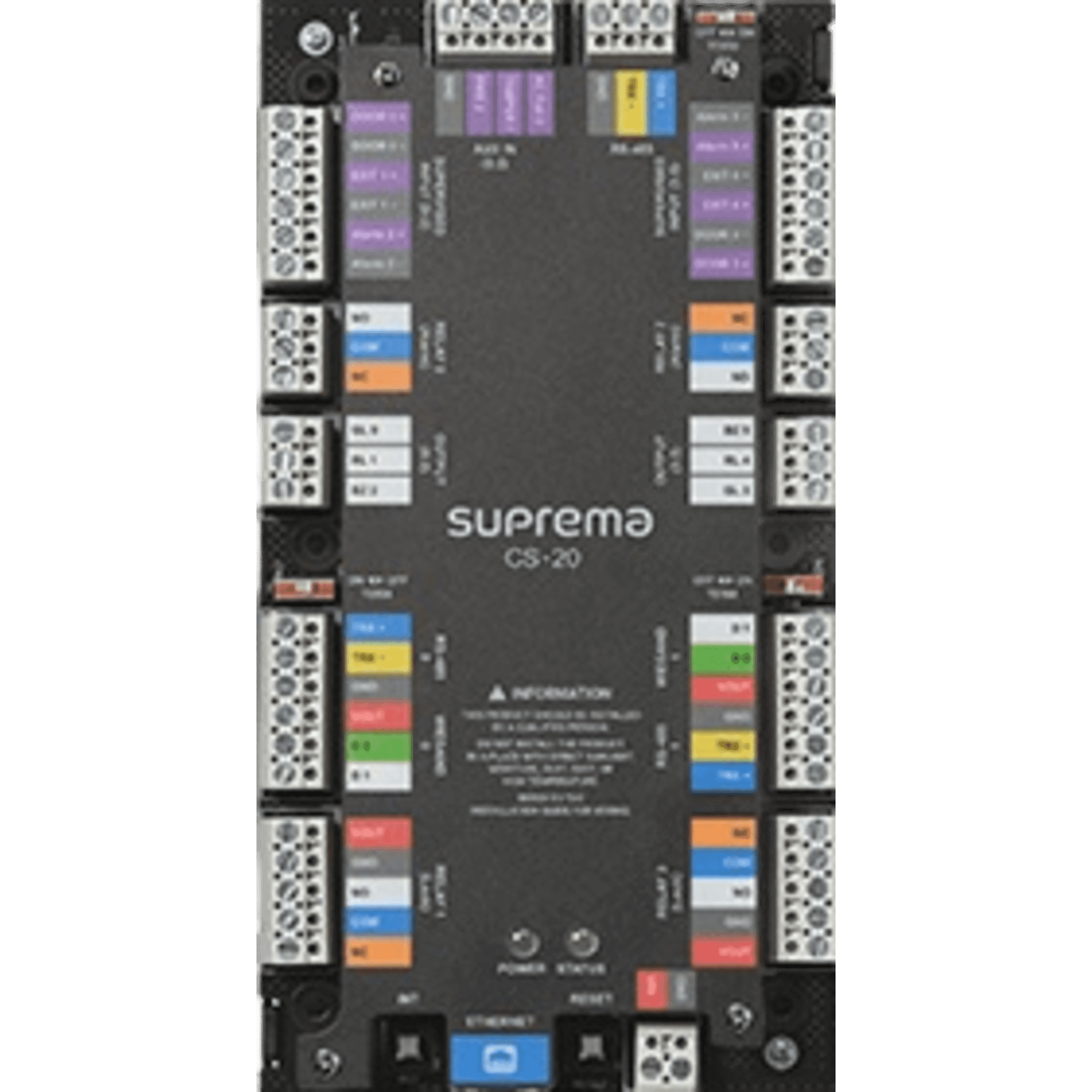 Panel de Control de Acceso / 2 Puertas / PoE+ / 500,000 Usuarios / TCP/IP 10/100 Mbps / 2 Entradas Wiegand / RS485 para Lectores Esclavos — SUPREMA · SKU CS20P