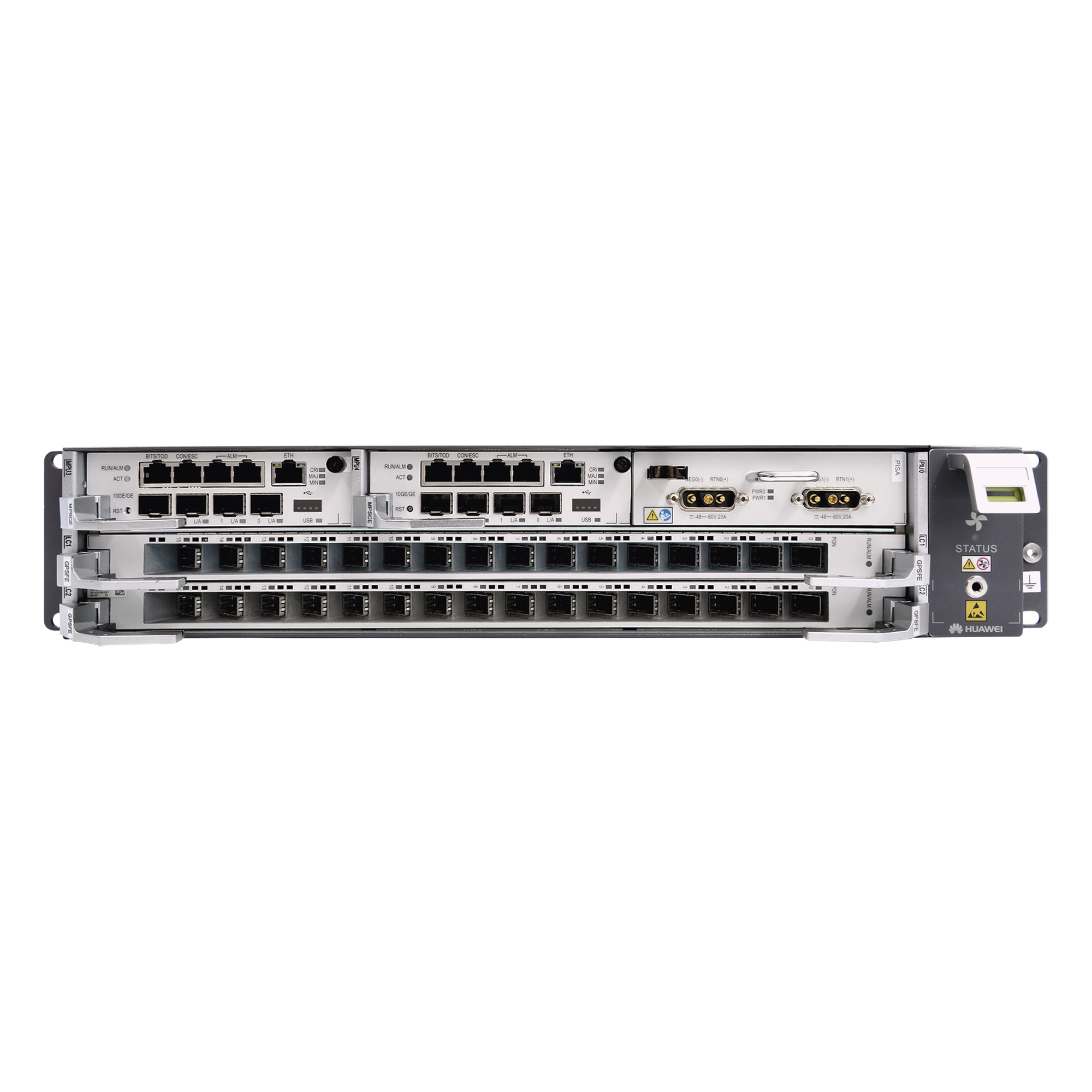 OLT GPON Carrier Class / 16 Puertos GPON SFP C+ / 2 Ranuras / 2 UR / Rango -40°C a +65°C / 105W a 284W — HUAWEI · SKU EA5800-X2