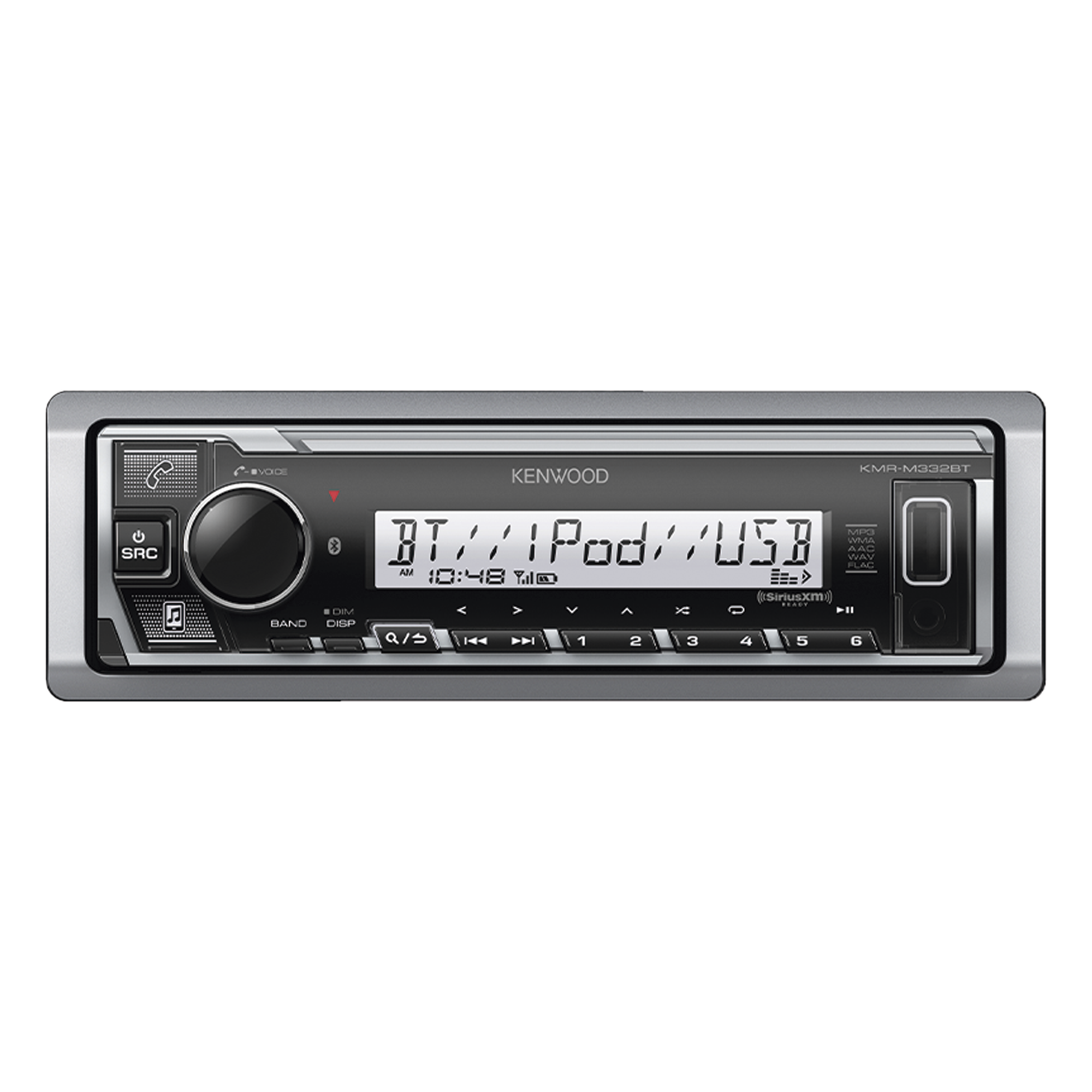 Estéreo marino con conexión Bluetooth, iluminación multicolor variable, con entrada USB — JVC KENWOOD · SKU KMR-M332BT