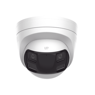 [Dual Light] Turret IP 8 Megapixel / Imagen Panorámica 180°/ PoE / Micrófono y Bocina Integrado / Exterior IP67 / Audio Bidireccional / Alarma Visual y Auditiva Integrada / Smart Supplement Light / Micro SD 512 GB