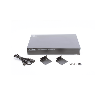 (SOLO RECEPTOR) TRANSCEPTOR ACTIVO DE 16 CANALES / VIDEO+PODER en un solo Cable UTP / 150 metros en 4K, 200 metros en 5 MP/ Envía 36 Vcc y Recibe 12 Vcc / TODO INCLUIDO PARA RACK / HD-TVI/CVI/AHD/CVBS / SIN RUIDO / INSTALACIÓN LIMPIA.