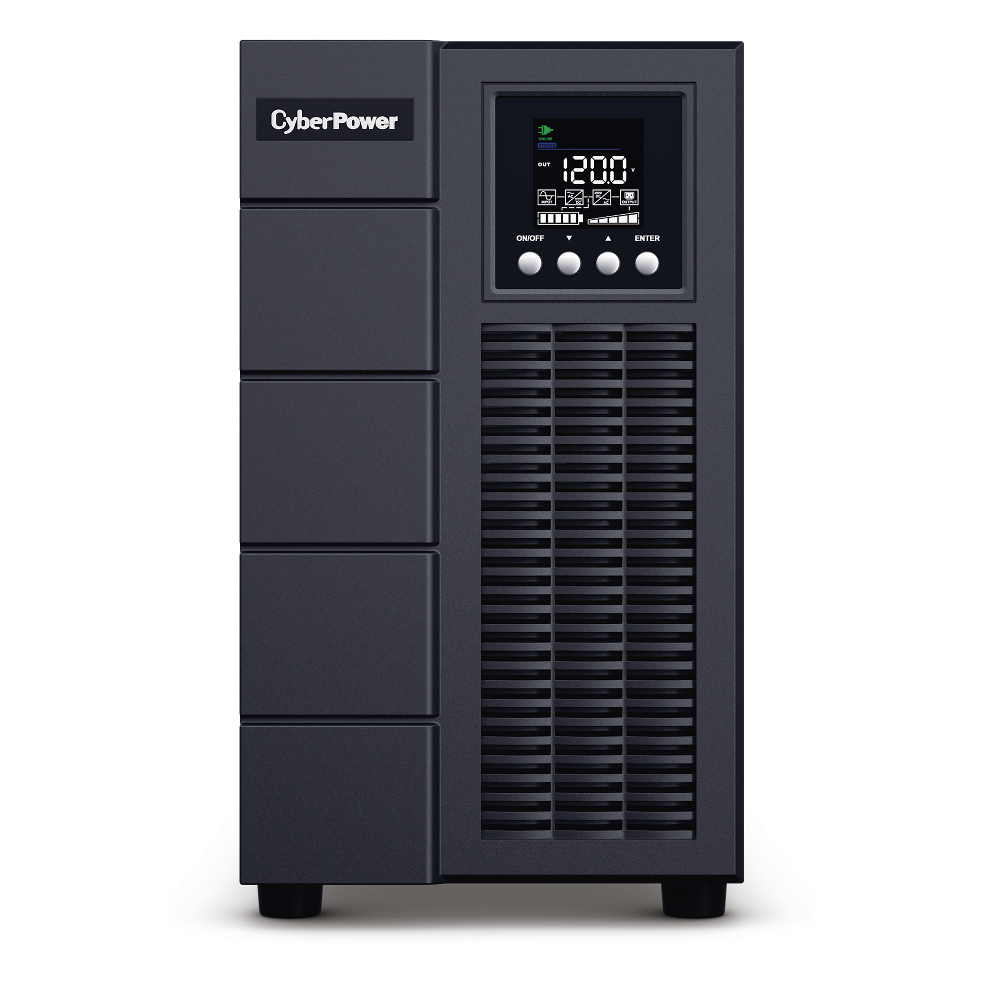 UPS de 3000 VA/2700 W, Online Doble Conversión, Entrada 120 Vca NEMA L5-30P, Onda Senoidal Pura, Tipo Torre, Con 4 Tomas NEMA 5-20R y 1 Block Hardwired