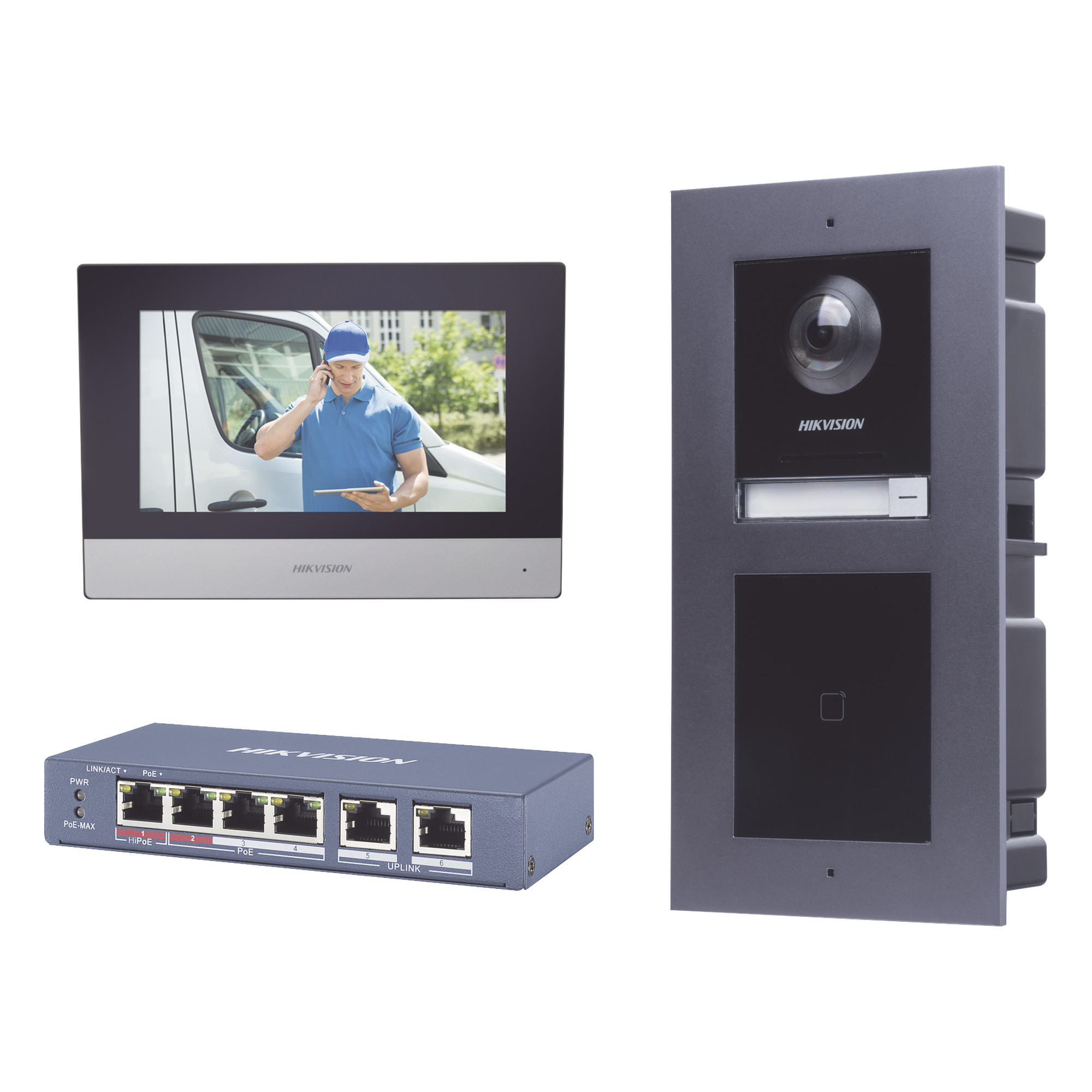Videoportero IP / 2 Megapixel / 7 Frentes de Calle / 2 Salidas Relé / IR Oculto 3 m (9.8 ft) / PoE 802.3af / IP65 — HIKVISION · SKU DSKIS601-V2