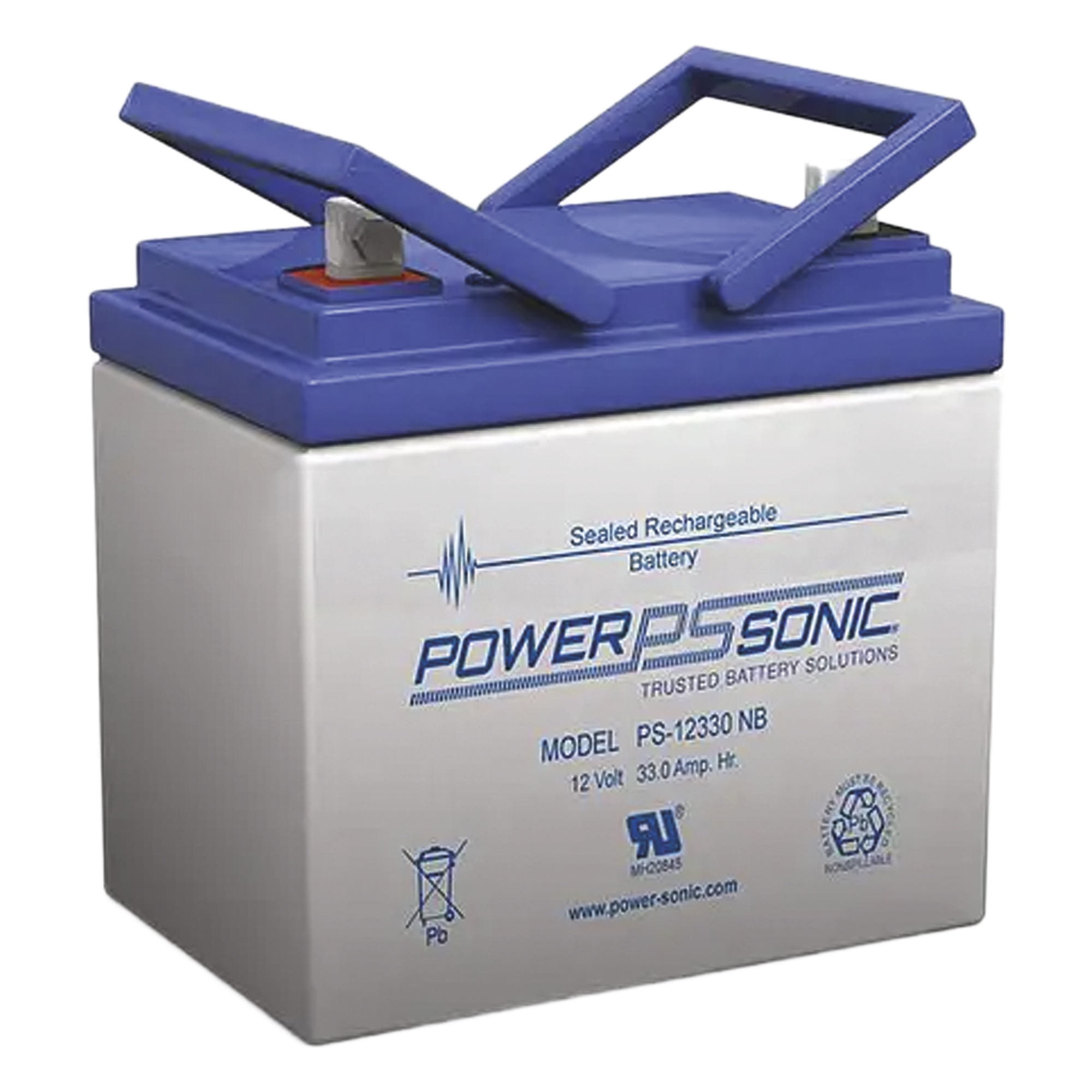 Batería 12V, 33AH, Para Respaldo, Tecnologías AGM/VRLA, 5 Años Vida Útil, Terminales NB3, Reconocida UL — POWER SONIC · SKU PS-12330-NB3