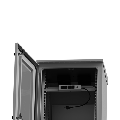 Gabinete de Exterior con Rack de 19" de 24U con Ventiladores y Termostato, Se envía el Gabinete Armado (Montaje a poste o torre se vende por separado).