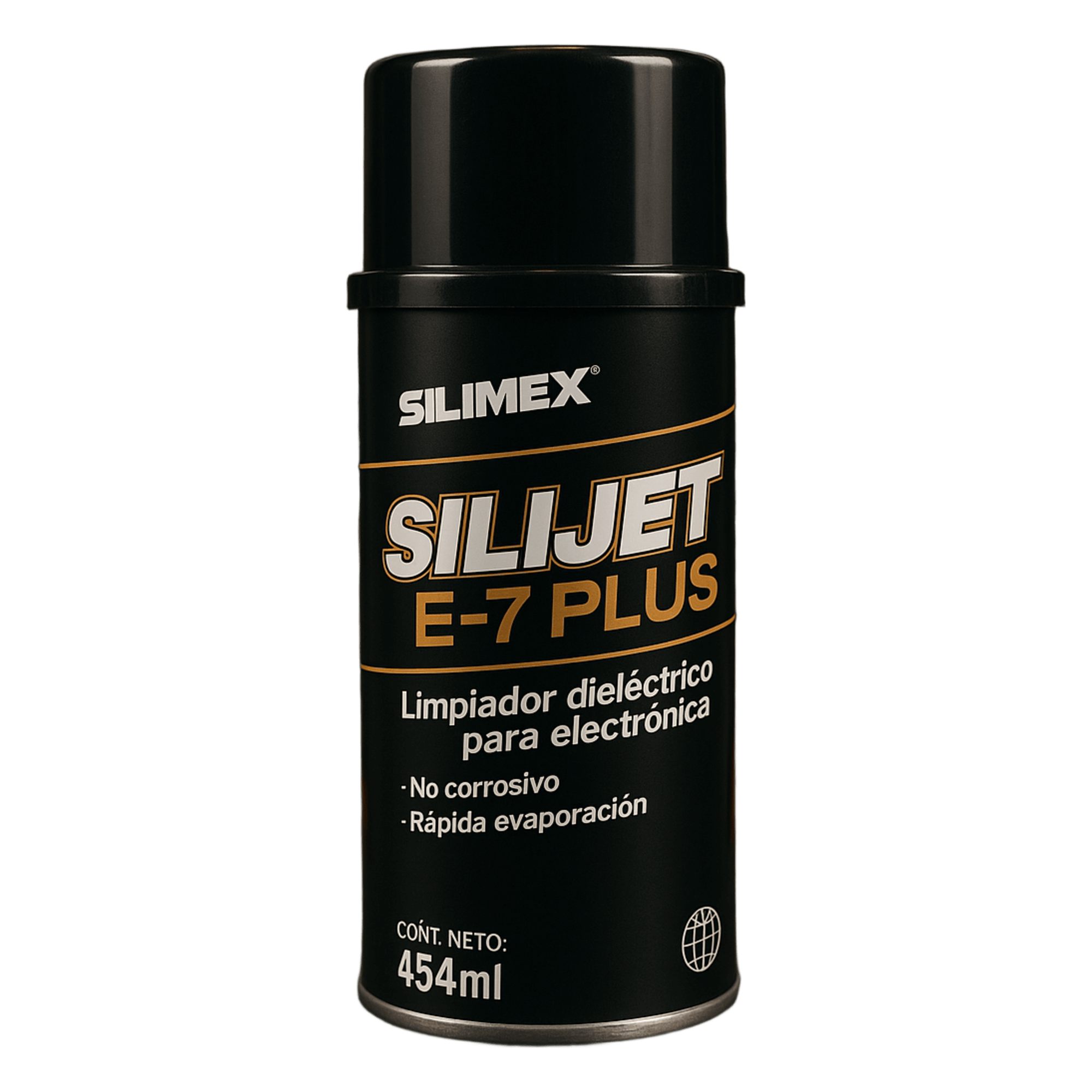 Limpiador Dieléctrico Industrial para Equipos Electrónicos, Elimina Grasa, Cochambre, Polvo, Sin Corrosión, Sin Enjuague y Sin Residuos, Envase 454 ml — SILIMEX · SKU SILIJET-E-7-PLUS