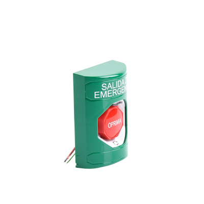 Botón de Salida de Emergencia , Texto en Español, Acción Mantenida, Girar para Restablecer, LED de iluminación