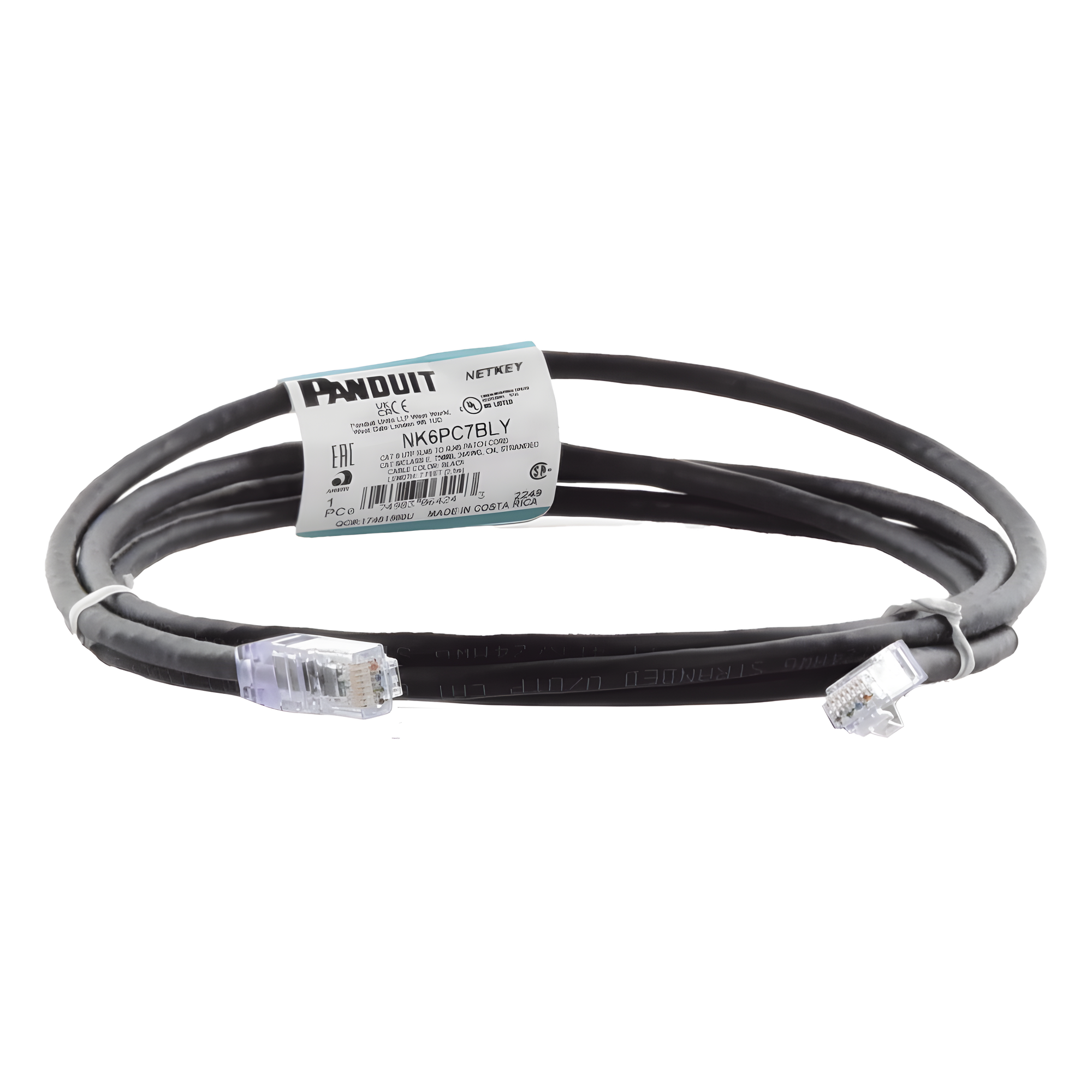 Cable de Parcheo UTP / Cat 6 / 24 AWG / 2.1 m (7 ft) / T568B / CM / Negro