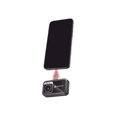MiniE - Cámara Termográfica para Smartphone / Resolución IR 96 x 96 (9,216 píxeles) / SuperIR / Rango de -20°C a 400°C / Precisión ±2°C o ±2% / Compatible iOS y Android / Paleta Personalizable