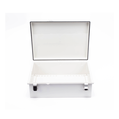 Gabinete de Plástico ABS, Uso en Intemperie IP66 (350 x 460 x 160 mm) Cierre por Broche Inoxidable y Permite Cerrado con Candado y Llave (Perno 5mm) No Incluido