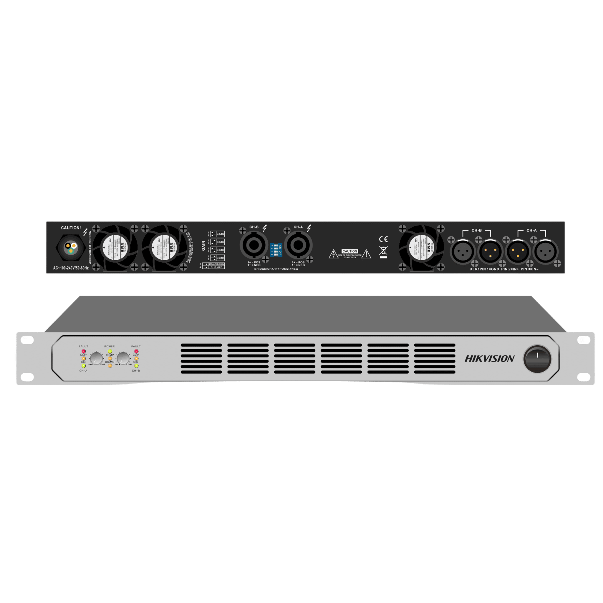Amplificador de Potencia Profesional / 250W 2-Zonas / Clase D / Eficiencia 90% / Modos Estéreo y Puente / PFC de Banda Ancha / Protección Integral / 1U Compacto