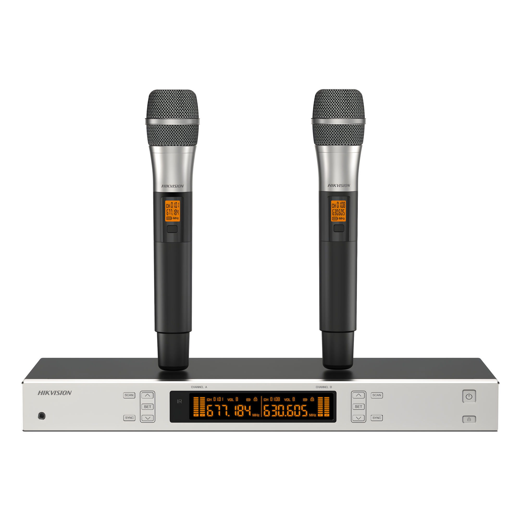 Sistema de Micrófono Inalámbrico UHF / 2 Canales / 2 Micrófonos de Mano / Frecuencia 821-942 MHz / Distancia 100 m / Salida Balanceada y No Balanceada / Sincronización Infrarroja / Recepción True Diversity