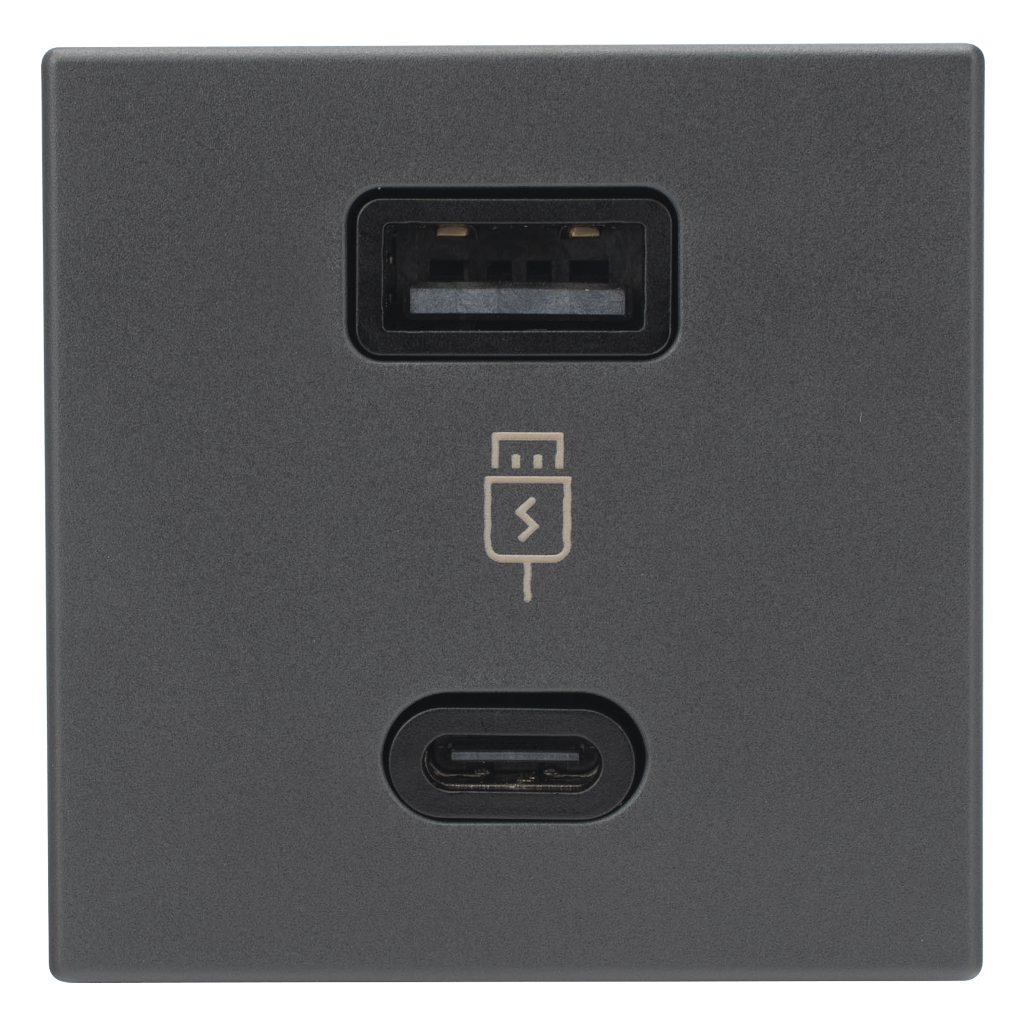 Módulo Doble USB Tipo A+C / Carga Rápida 30W / Color Grafito / Compatible con Torres y Cajas Simon / Modelo: (K126F/14) — SIMON · SKU SM-2USB-G