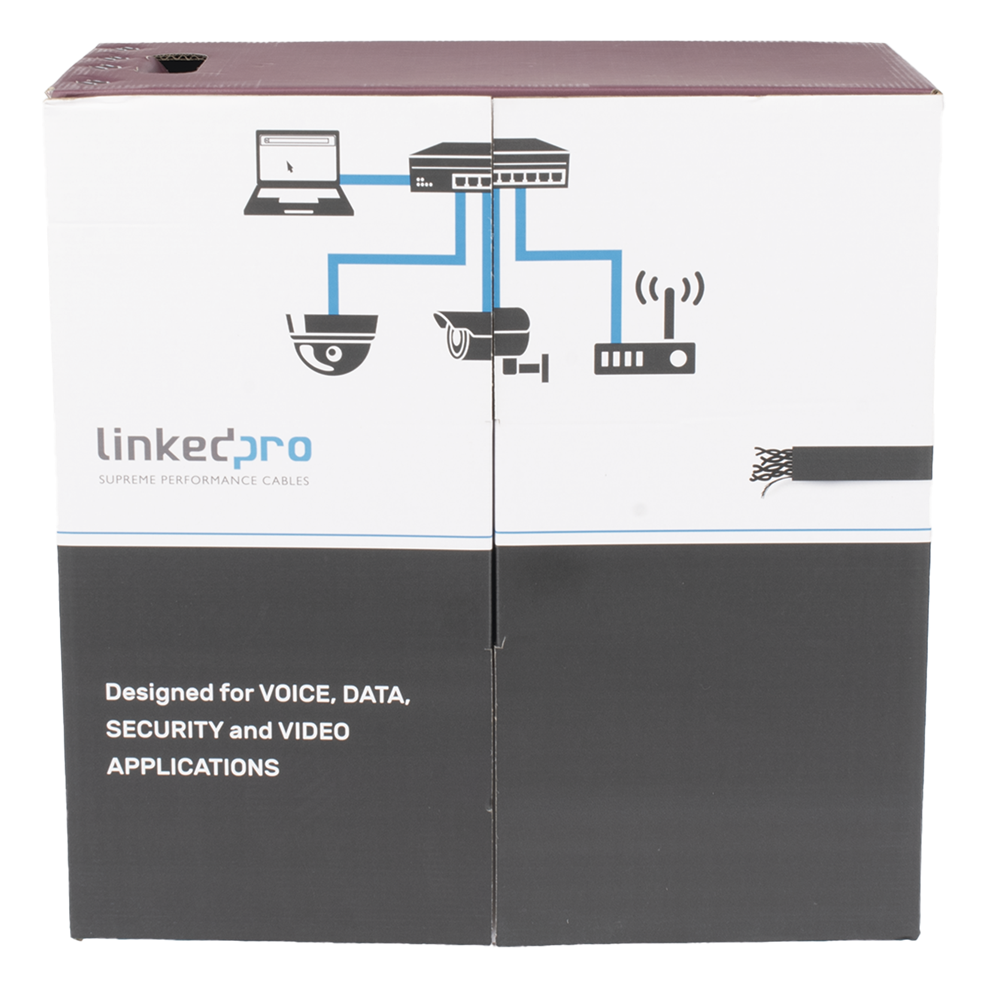 Bobina de Cable UTP 305 Metros (1000 Pies), Cat5e con Doble Forro, para Exterior, Climas Extremos, Color Negro — LINKEDPRO BY EPCOM · SKU PRO-CAT-5-EXT-LITE-DJ